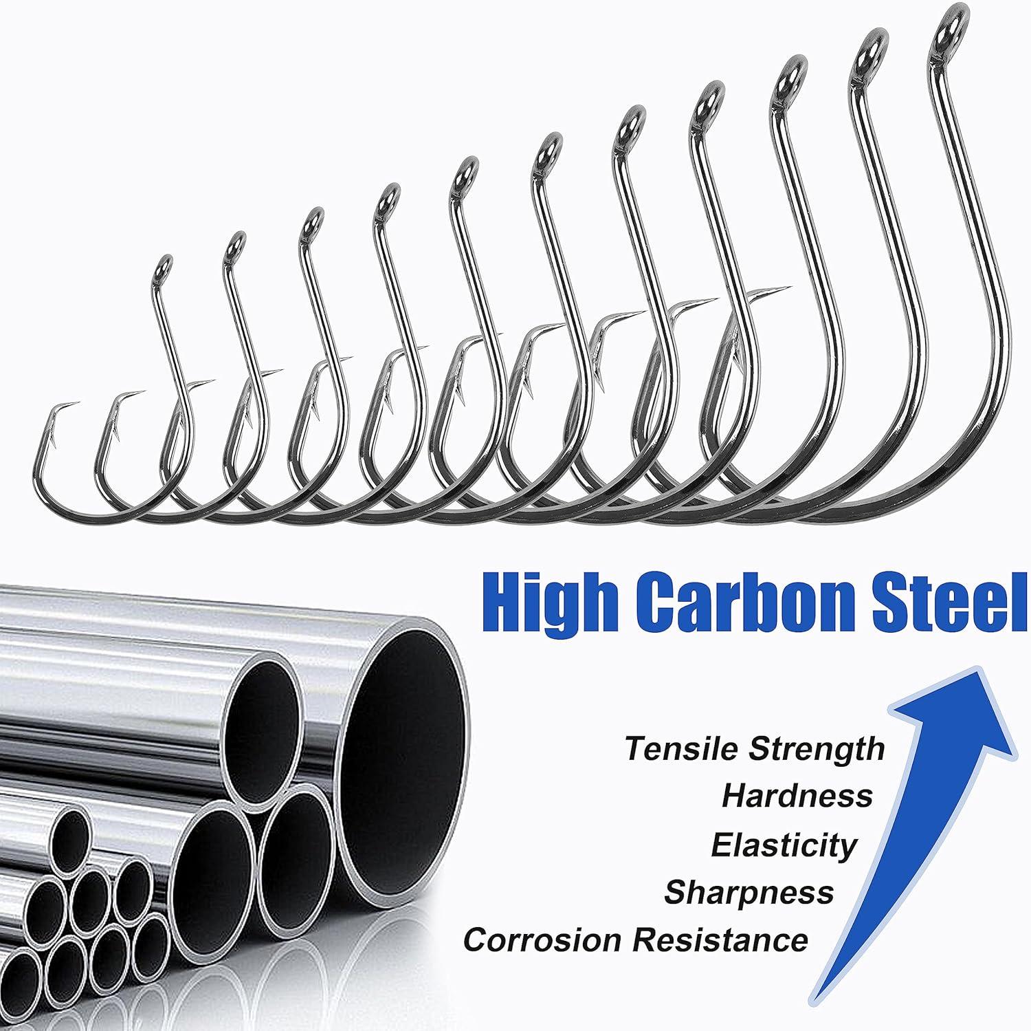 imageCircle Hooks Saltwater Fishing Hooks 150pcs Octopus Hooks Offset Catfish Bass Fishing Hook High Carbon Steel Circle Hook for Saltwater Freshwater Size 10100100150pcs