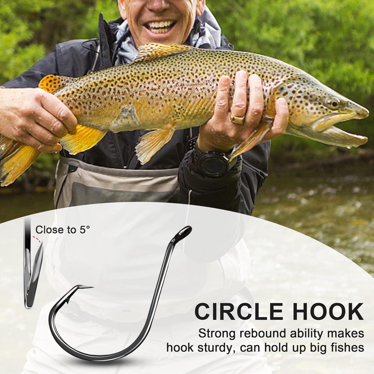 imageCircle Hooks Saltwater Fishing Hooks 150pcs Octopus Hooks Offset Catfish Bass Fishing Hook High Carbon Steel Circle Hook for Saltwater Freshwater Size 10100100150pcs