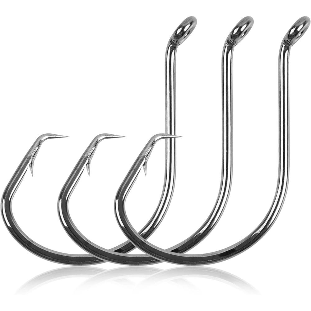 imageCircle Hooks Saltwater Fishing Hooks 150pcs Octopus Hooks Offset Catfish Bass Fishing Hook High Carbon Steel Circle Hook for Saltwater Freshwater Size 1010090150pcs