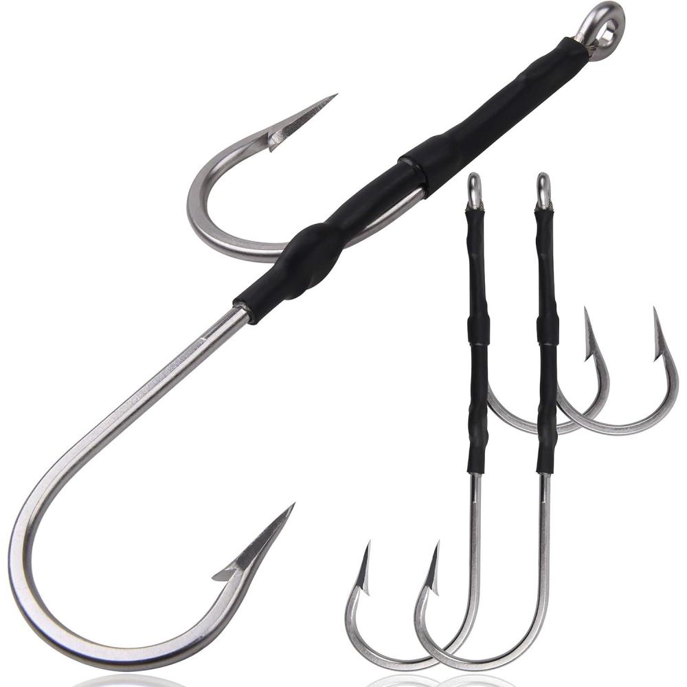 imageDouble Hook Rigs for Trolling Chunking 3pcs Double Trolling Hooks Saltwater Big Game Stainless Steel Fishing Hooks for Marlin Shark Tuna Wahoo Dorado Fishing703pcs