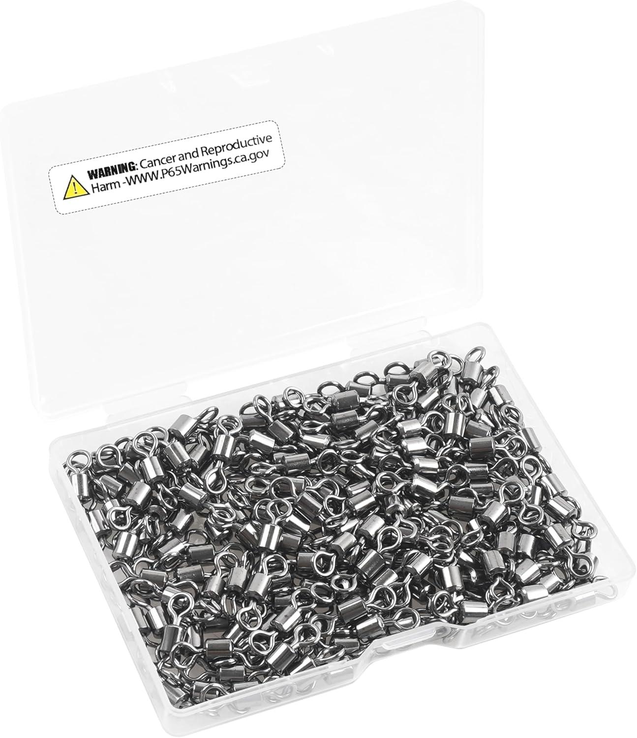 imageBarrel Swivels Fishing Tackle 2080pcs Heavy Duty Fishing Swivel Connector Stainless Steel Black Nickel Rolling Swivels Saltwater Freshwater 301322lb80pcs80551lb