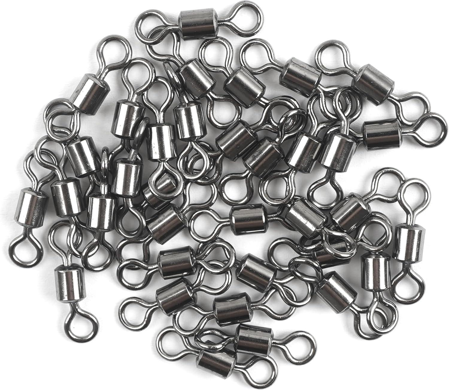 imageBarrel Swivels Fishing Tackle 2080pcs Heavy Duty Fishing Swivel Connector Stainless Steel Black Nickel Rolling Swivels Saltwater Freshwater 301322lb80pcs30220lb