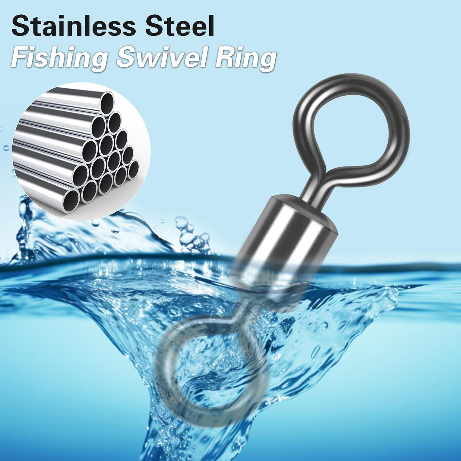 imageBarrel Swivels Fishing Tackle 2080pcs Heavy Duty Fishing Swivel Connector Stainless Steel Black Nickel Rolling Swivels Saltwater Freshwater 301322lb80pcs295lb