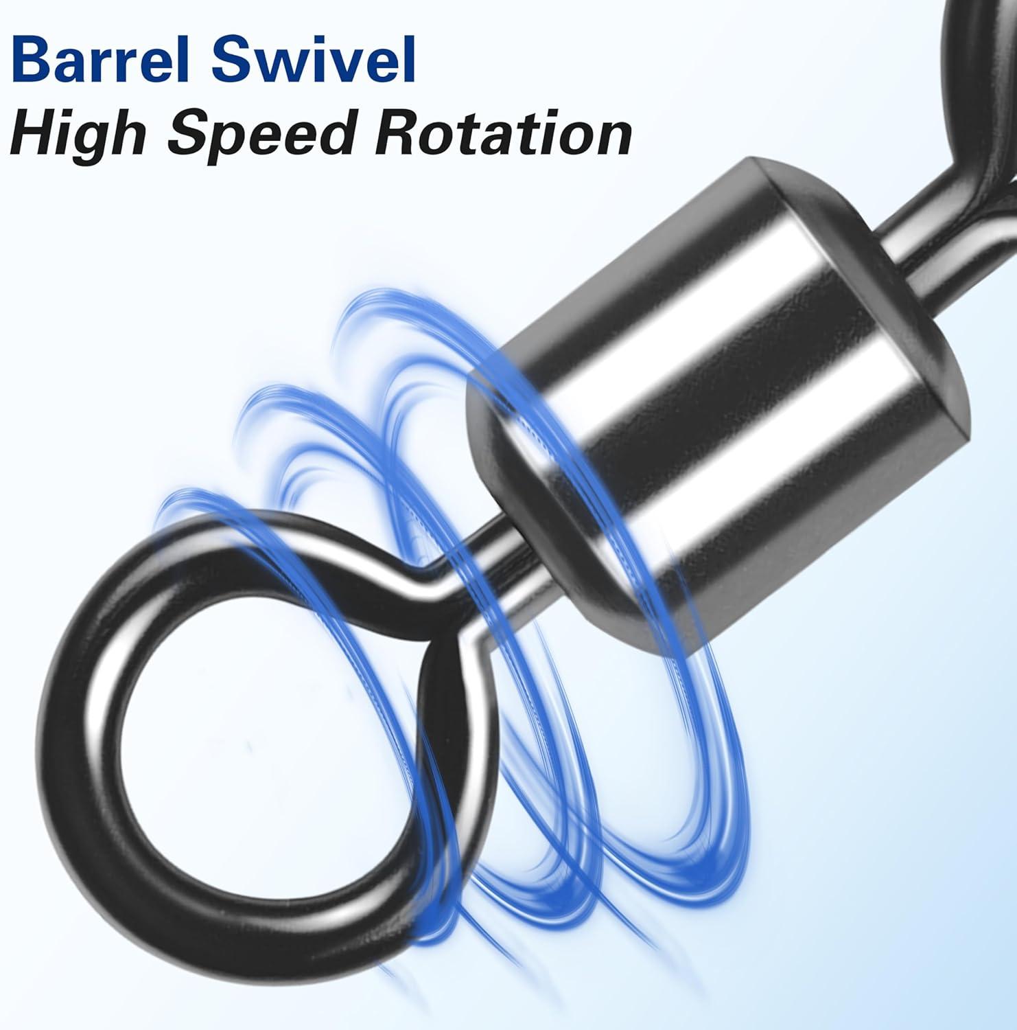 imageBarrel Swivels Fishing Tackle 2080pcs Heavy Duty Fishing Swivel Connector Stainless Steel Black Nickel Rolling Swivels Saltwater Freshwater 301322lb80pcs660lb