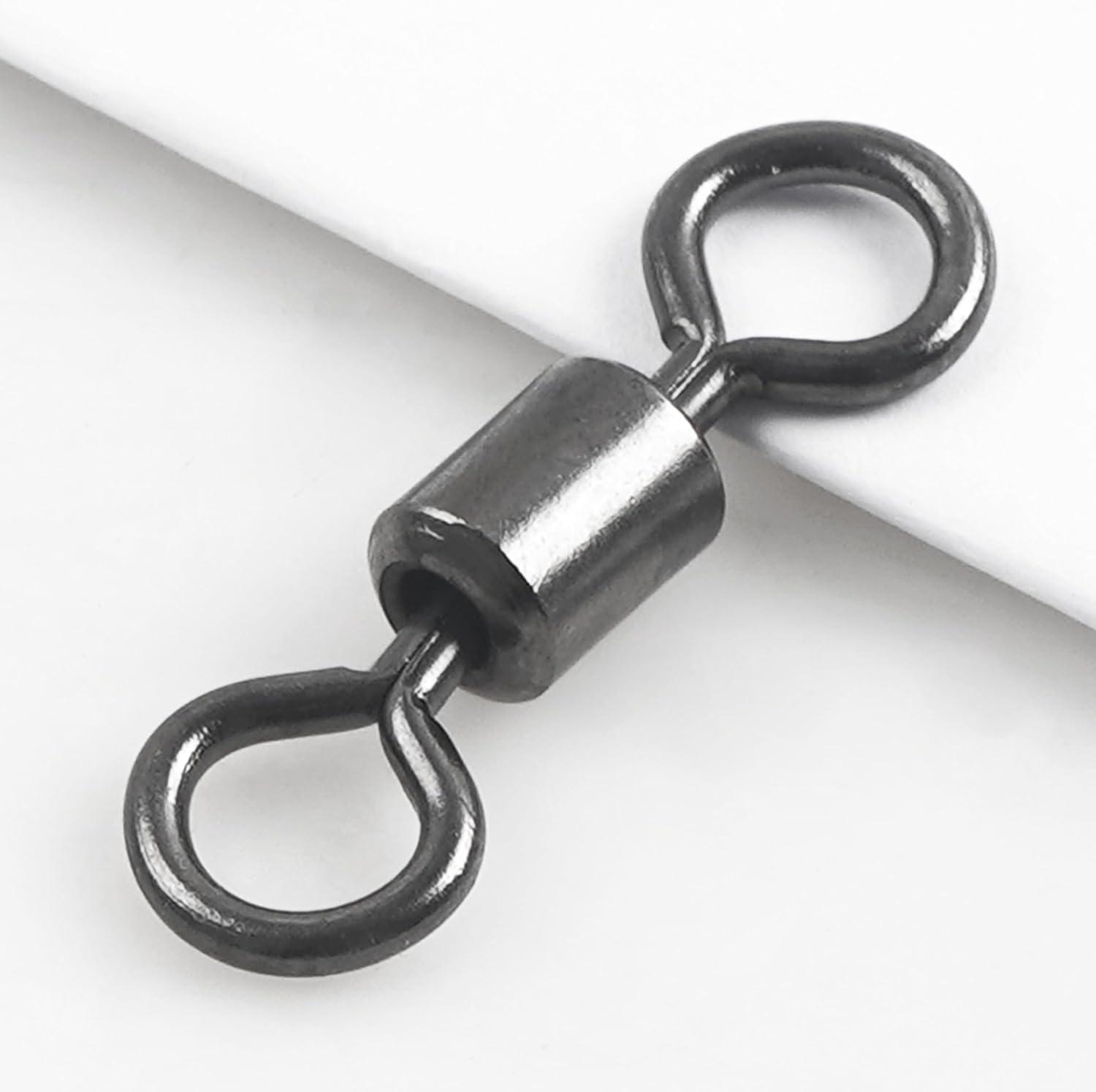 imageBarrel Swivels Fishing Tackle 2080pcs Heavy Duty Fishing Swivel Connector Stainless Steel Black Nickel Rolling Swivels Saltwater Freshwater 301322lb80pcs840lb