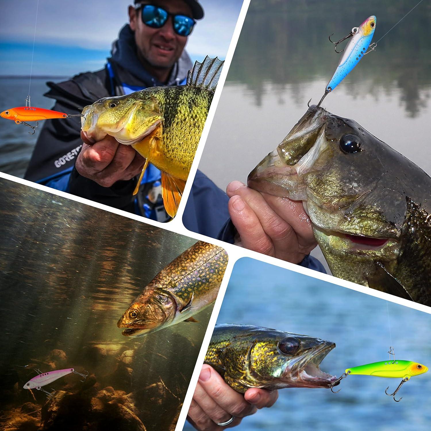 imageBlade Bait Bass Fishing Lures 5pcs Hard Metal VIB Lures Swimbait Sinking Jigging Spoons Blade Baits for Trout Crappie Walleye Saltwater Freshwater FishingType B 07oz275pcs