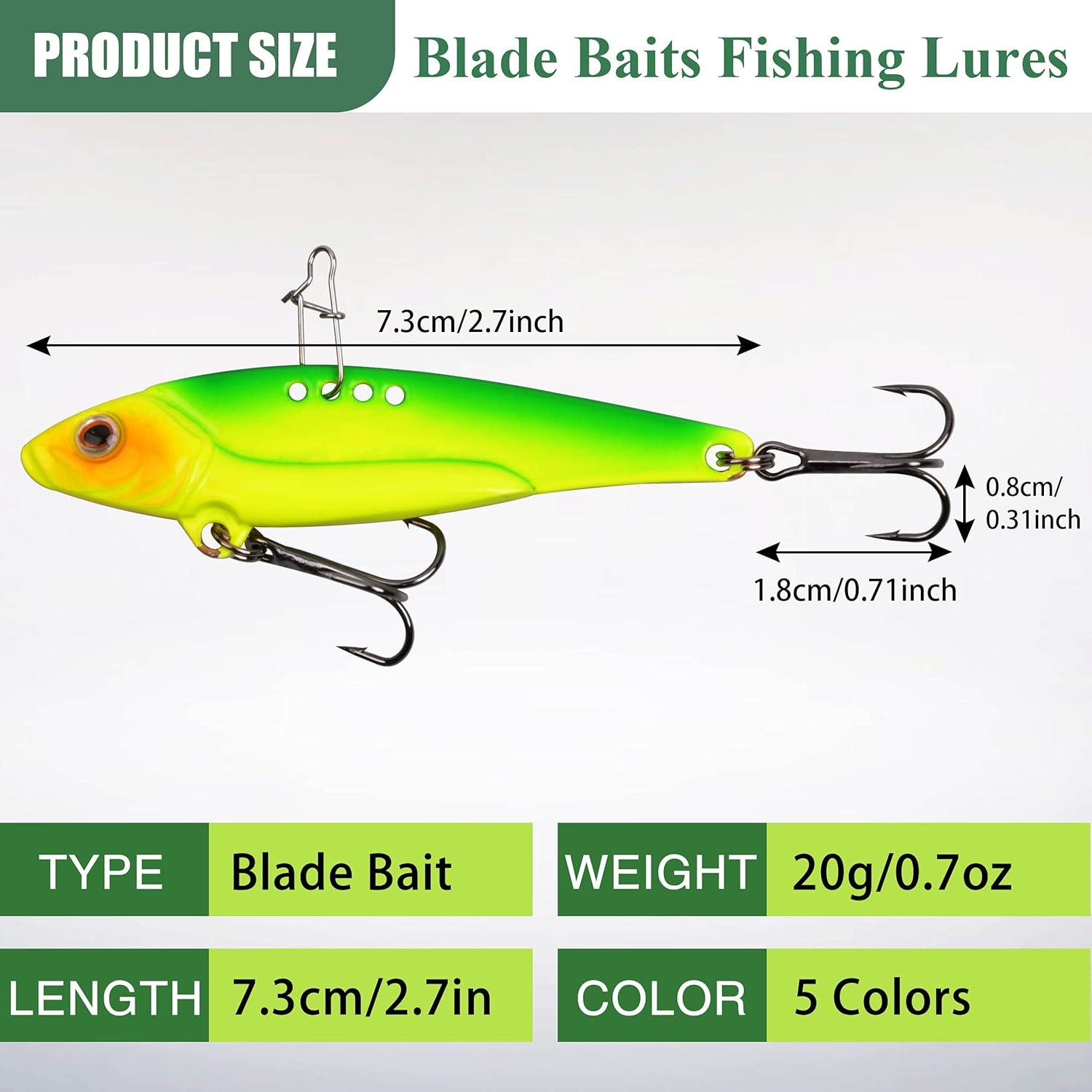 imageBlade Bait Bass Fishing Lures 5pcs Hard Metal VIB Lures Swimbait Sinking Jigging Spoons Blade Baits for Trout Crappie Walleye Saltwater Freshwater FishingType B 07oz275pcs