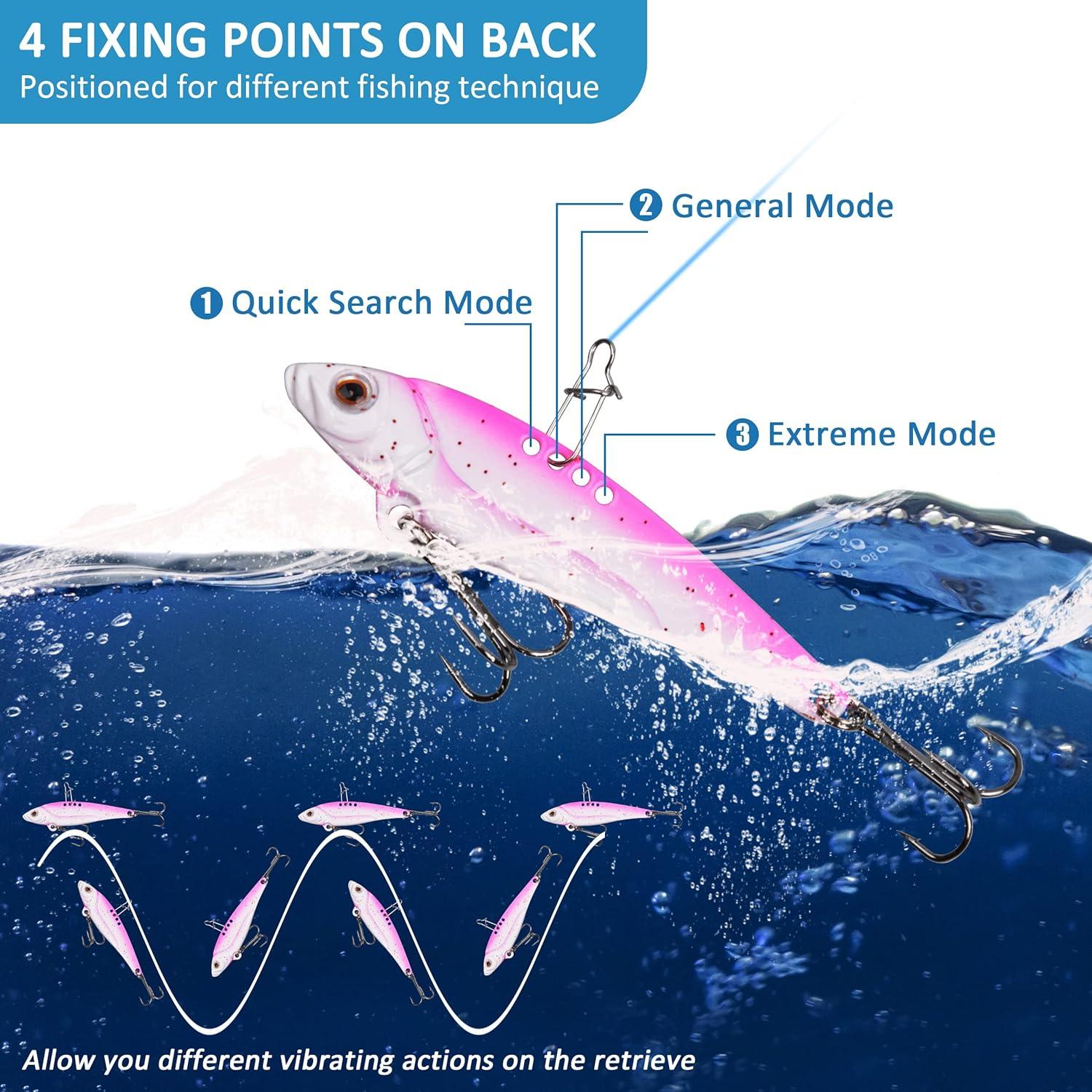 imageBlade Bait Bass Fishing Lures 5pcs Hard Metal VIB Lures Swimbait Sinking Jigging Spoons Blade Baits for Trout Crappie Walleye Saltwater Freshwater FishingType B 07oz275pcs