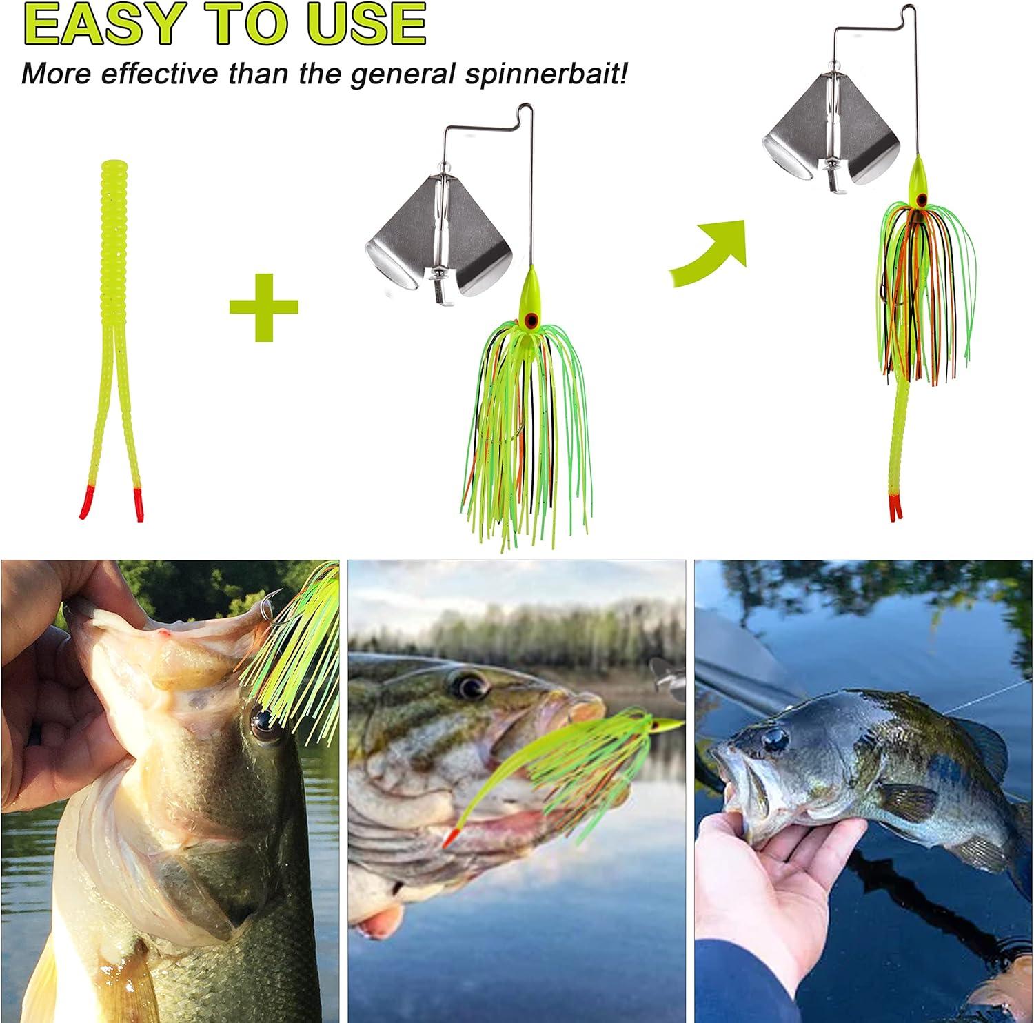 imageBuzzbaits Spinner Baits for Bass Fishing Spinnerbaits Fishing Lures with Split Tail Bait Trailers Swim Jigs Worm Baits for Bass Pike Trout Salmon Freshwater Saltwater