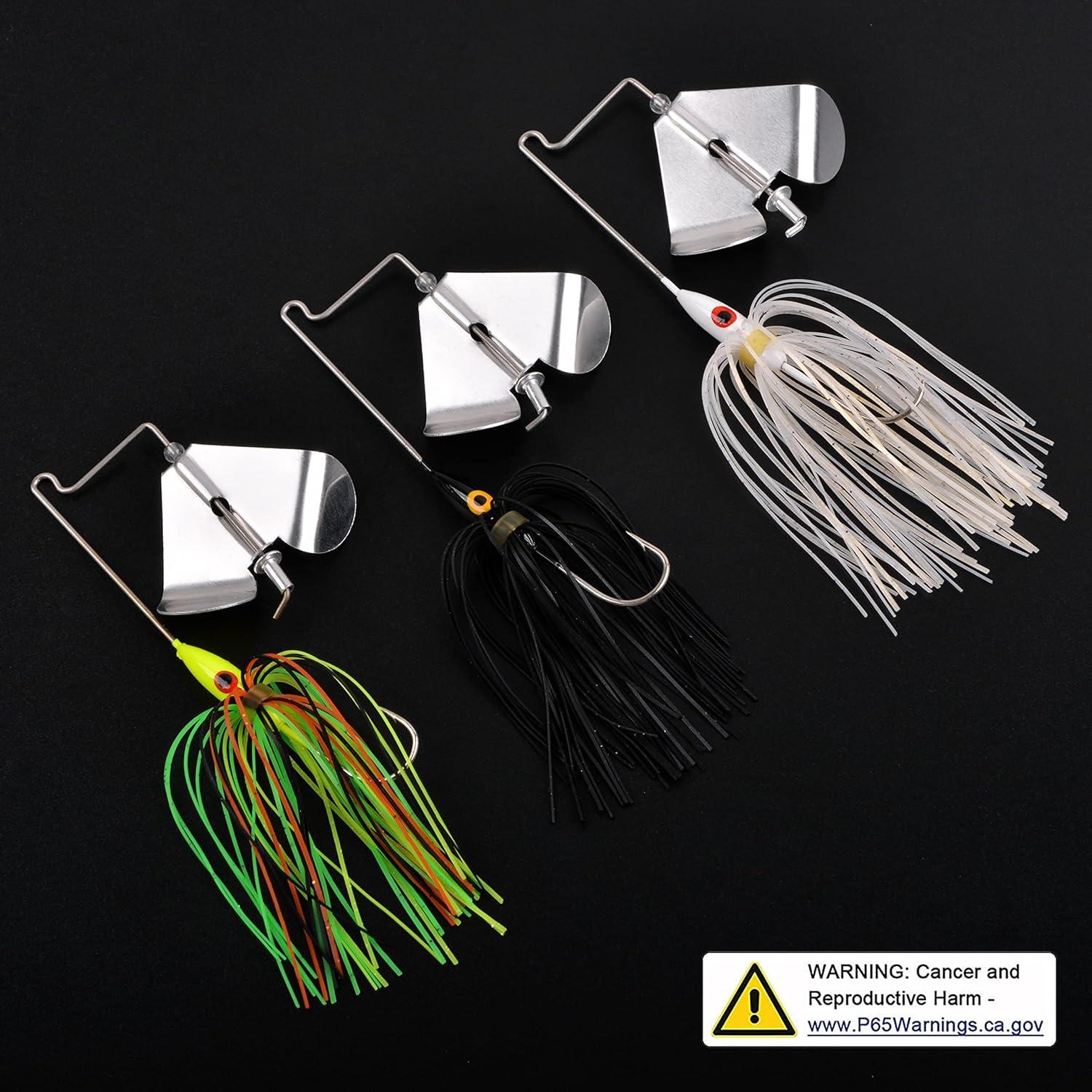 imageBuzzbaits Spinner Baits for Bass Fishing Spinnerbaits Fishing Lures with Split Tail Bait Trailers Swim Jigs Worm Baits for Bass Pike Trout Salmon Freshwater Saltwater