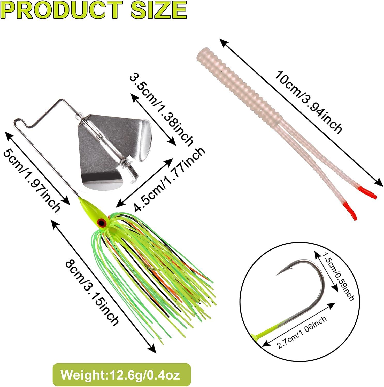 imageBuzzbaits Spinner Baits for Bass Fishing Spinnerbaits Fishing Lures with Split Tail Bait Trailers Swim Jigs Worm Baits for Bass Pike Trout Salmon Freshwater Saltwater