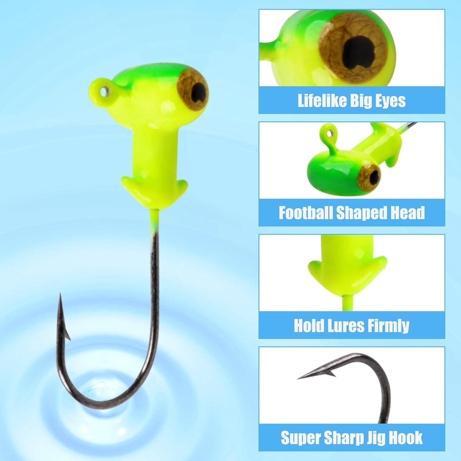 imageFishing Jig Heads Hooks 25pcs Football Jig Heads for Bass Fishing Painted Glow Swim Jigs for Bass Crappie Trout Walleye Panfish 18oz 316oz 14oz316oz5g 25pcs
