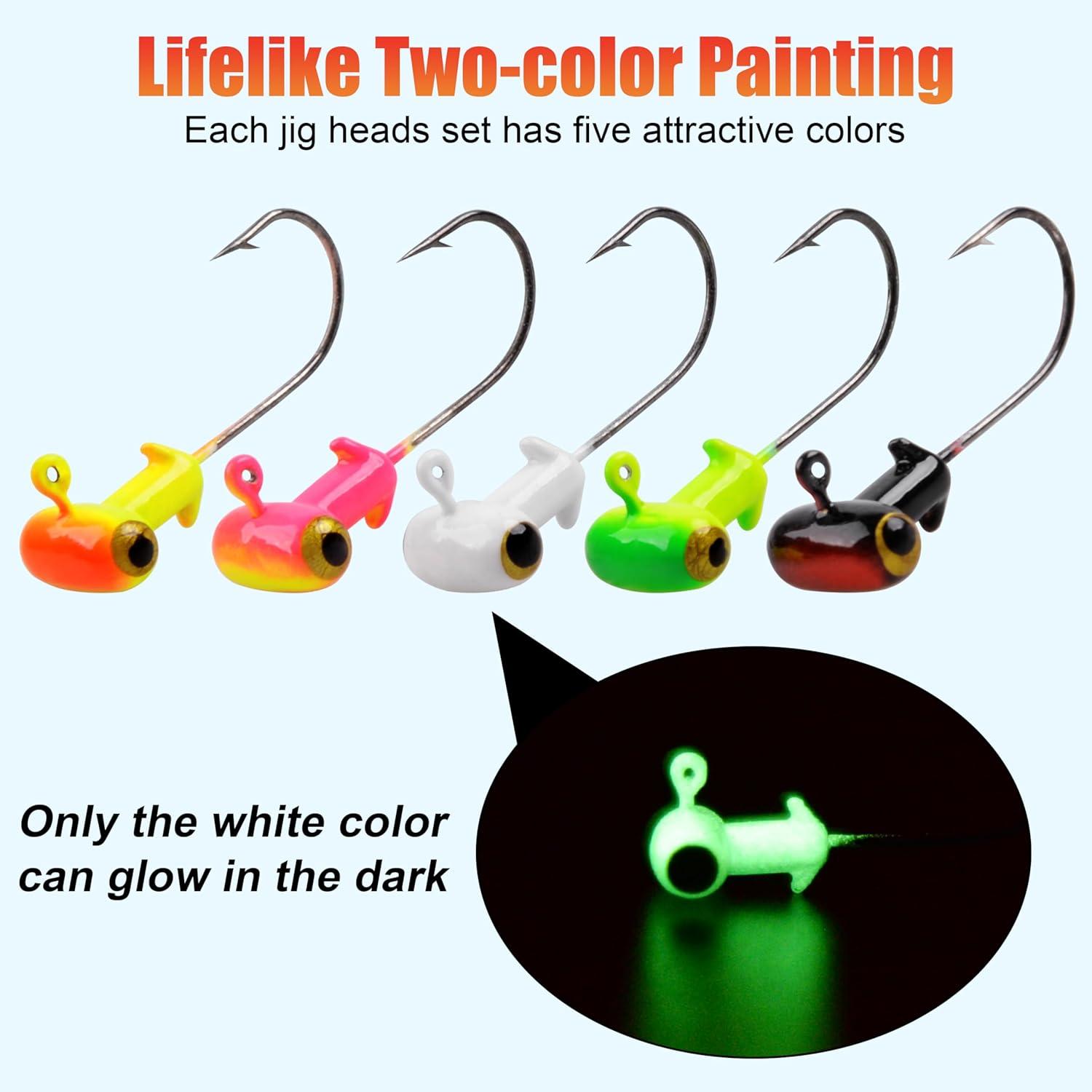 imageFishing Jig Heads Hooks 25pcs Football Jig Heads for Bass Fishing Painted Glow Swim Jigs for Bass Crappie Trout Walleye Panfish 18oz 316oz 14oz316oz5g 25pcs