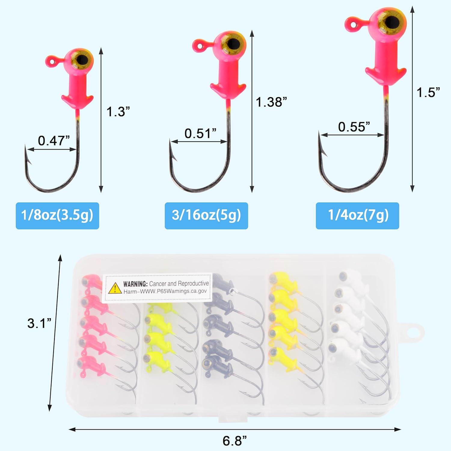 imageFishing Jig Heads Hooks 25pcs Football Jig Heads for Bass Fishing Painted Glow Swim Jigs for Bass Crappie Trout Walleye Panfish 18oz 316oz 14oz316oz5g 25pcs