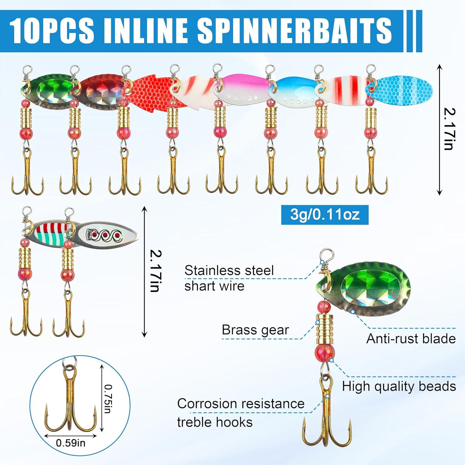 imageFishing Lures Spinner Baits Kit 30pcs Metal Spoon Lures Inline Spinnerbaits Mini Hard Baits for Bass Trout Walleye Crappie Freshwater Saltwater Fishing