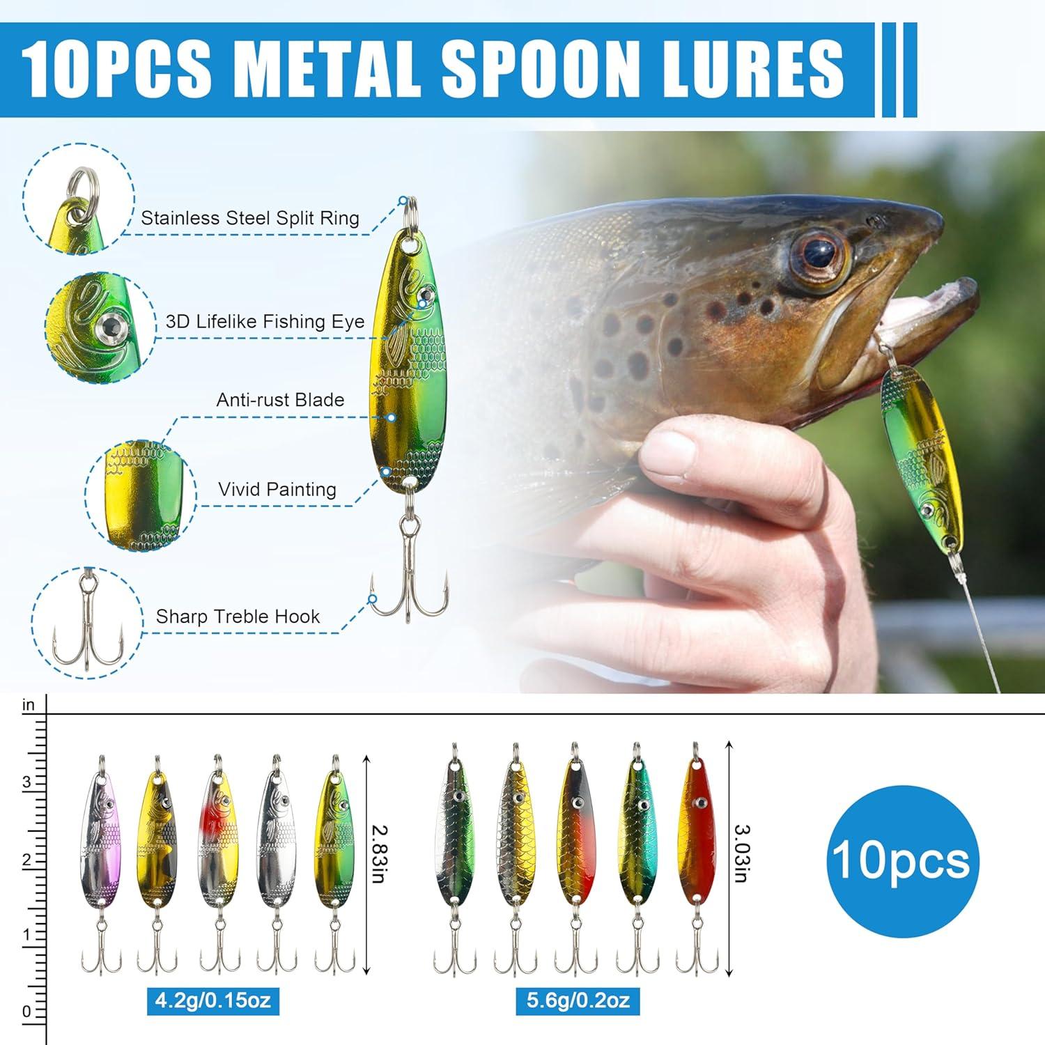 imageFishing Lures Spinner Baits Kit 30pcs Metal Spoon Lures Inline Spinnerbaits Mini Hard Baits for Bass Trout Walleye Crappie Freshwater Saltwater Fishing