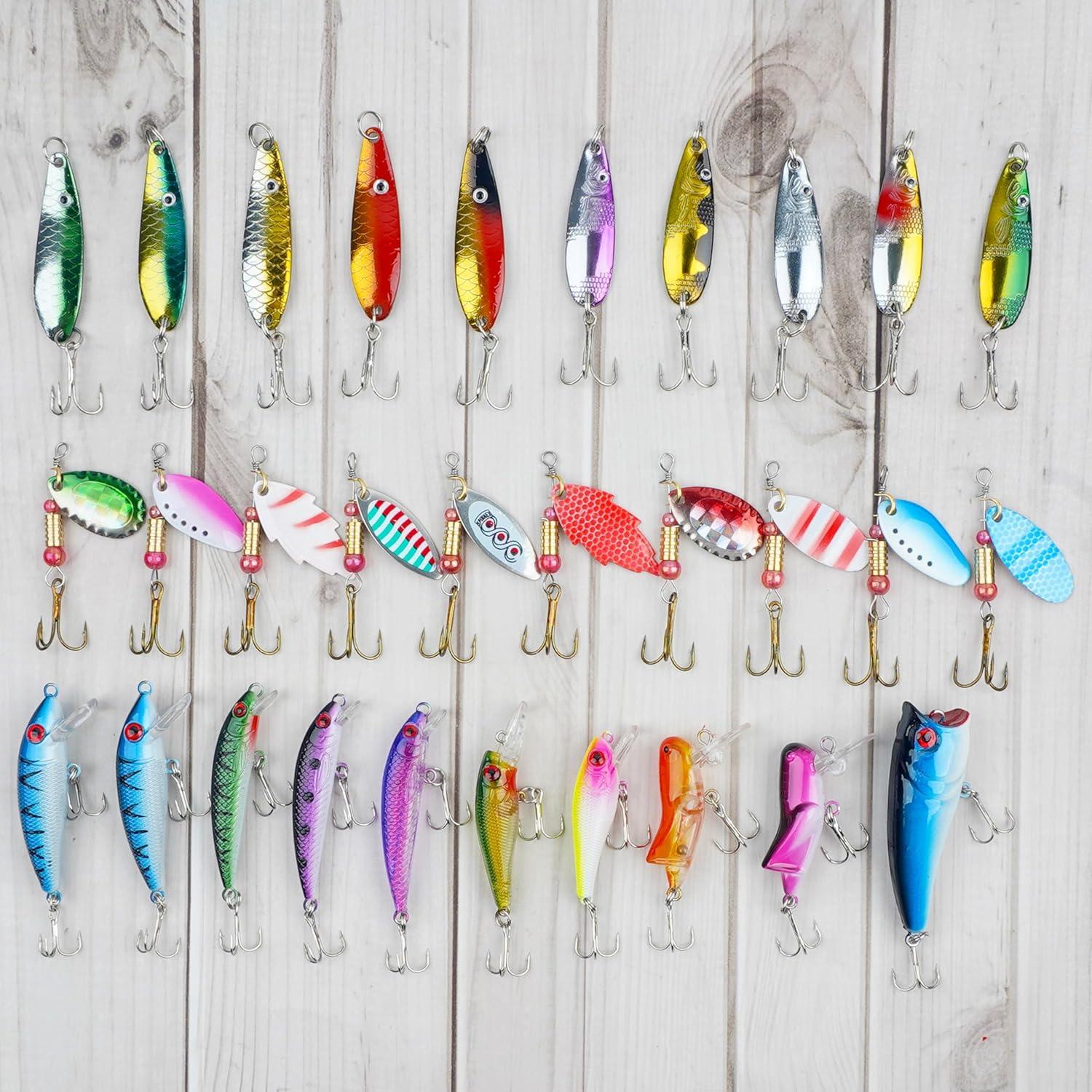 imageFishing Lures Spinner Baits Kit 30pcs Metal Spoon Lures Inline Spinnerbaits Mini Hard Baits for Bass Trout Walleye Crappie Freshwater Saltwater Fishing