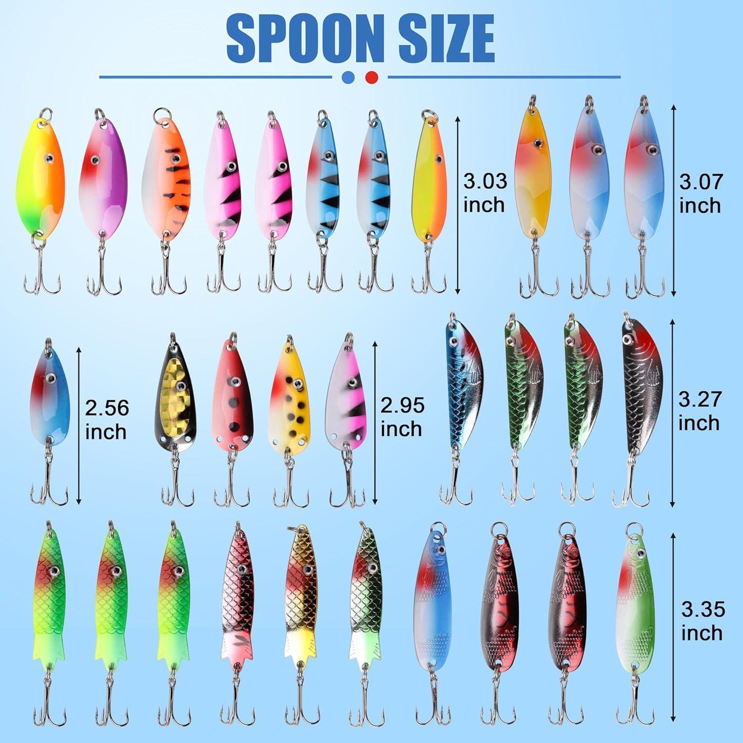 imageFishing Spoons Lures Kit 30pcs Metal Spoon Fishing Lures for Freshwater Saltwater Metal Casting Spoons with Treble Hook for Trout Redfish Bass Pike Crappie Flounder Walleye