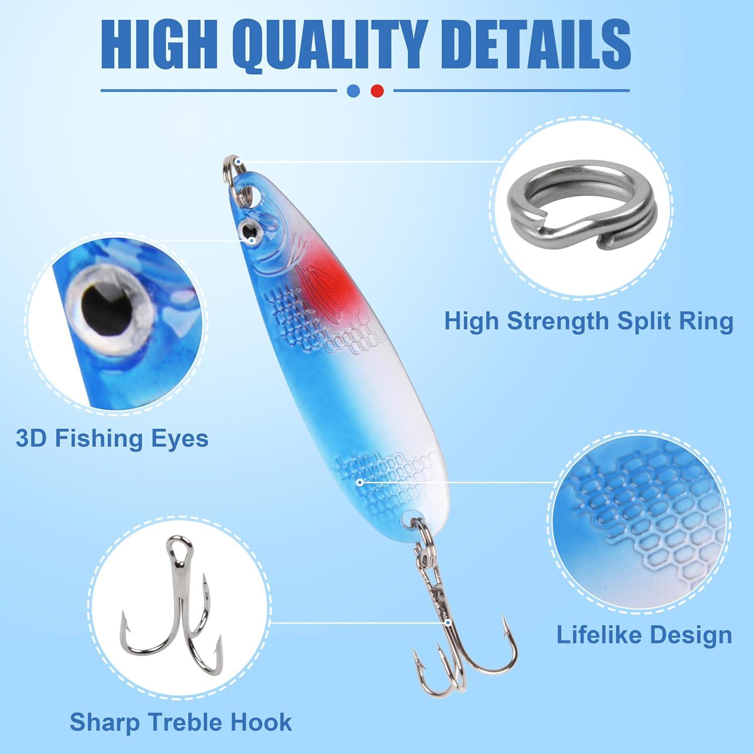 imageFishing Spoons Lures Kit 30pcs Metal Spoon Fishing Lures for Freshwater Saltwater Metal Casting Spoons with Treble Hook for Trout Redfish Bass Pike Crappie Flounder Walleye