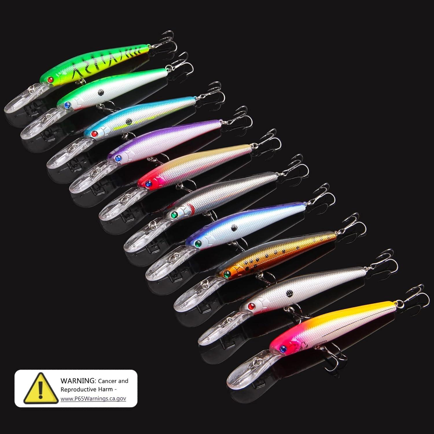 imageMinnow Fishing Lures Hard Baits 10pcs Lifelike Swimbaits for Bass Fishing Diving Jerkbait Sinking Lures with Treble Hooks for Walleye Trout Catfish Redfish Pike Saltwater Freshwater