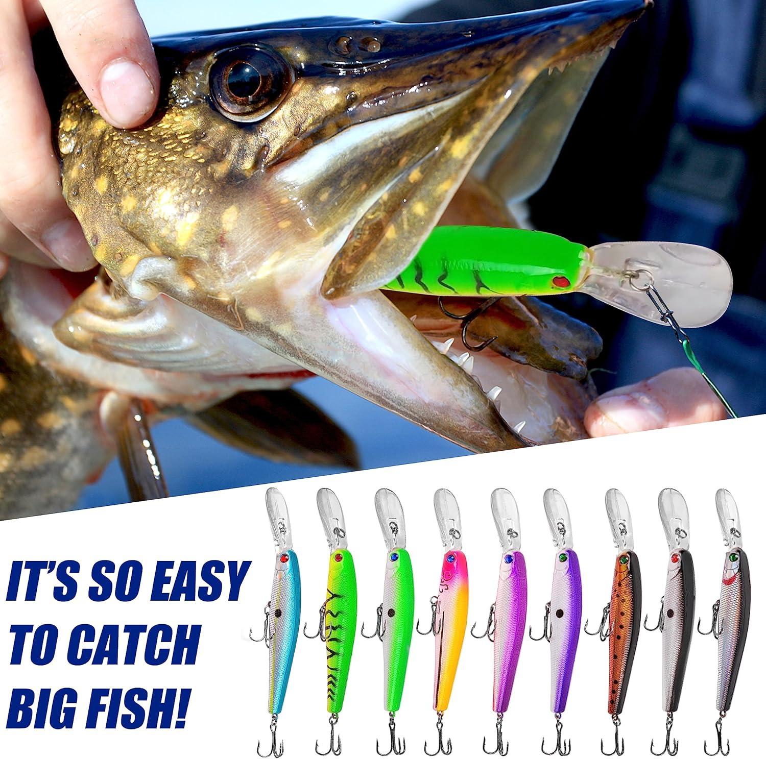 imageMinnow Fishing Lures Hard Baits 10pcs Lifelike Swimbaits for Bass Fishing Diving Jerkbait Sinking Lures with Treble Hooks for Walleye Trout Catfish Redfish Pike Saltwater Freshwater