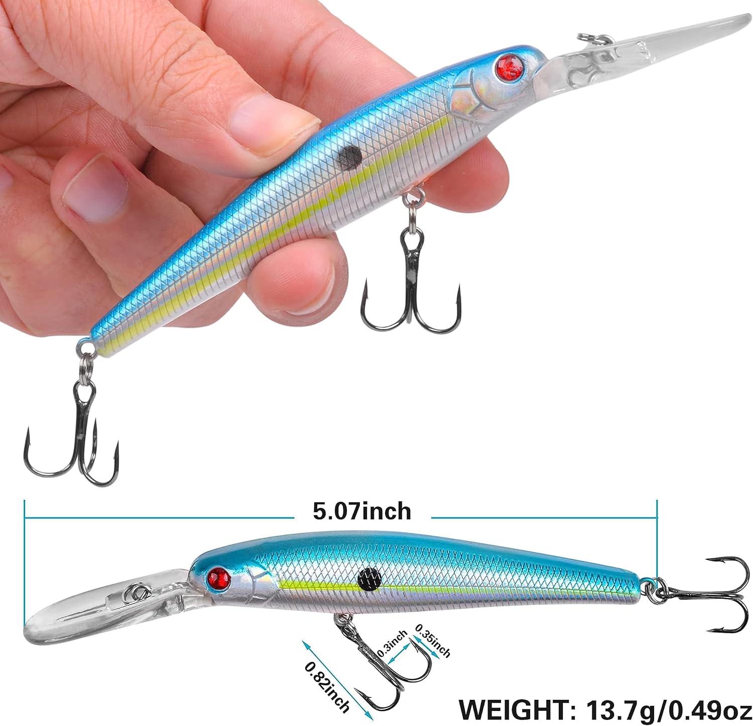 imageMinnow Fishing Lures Hard Baits 10pcs Lifelike Swimbaits for Bass Fishing Diving Jerkbait Sinking Lures with Treble Hooks for Walleye Trout Catfish Redfish Pike Saltwater Freshwater