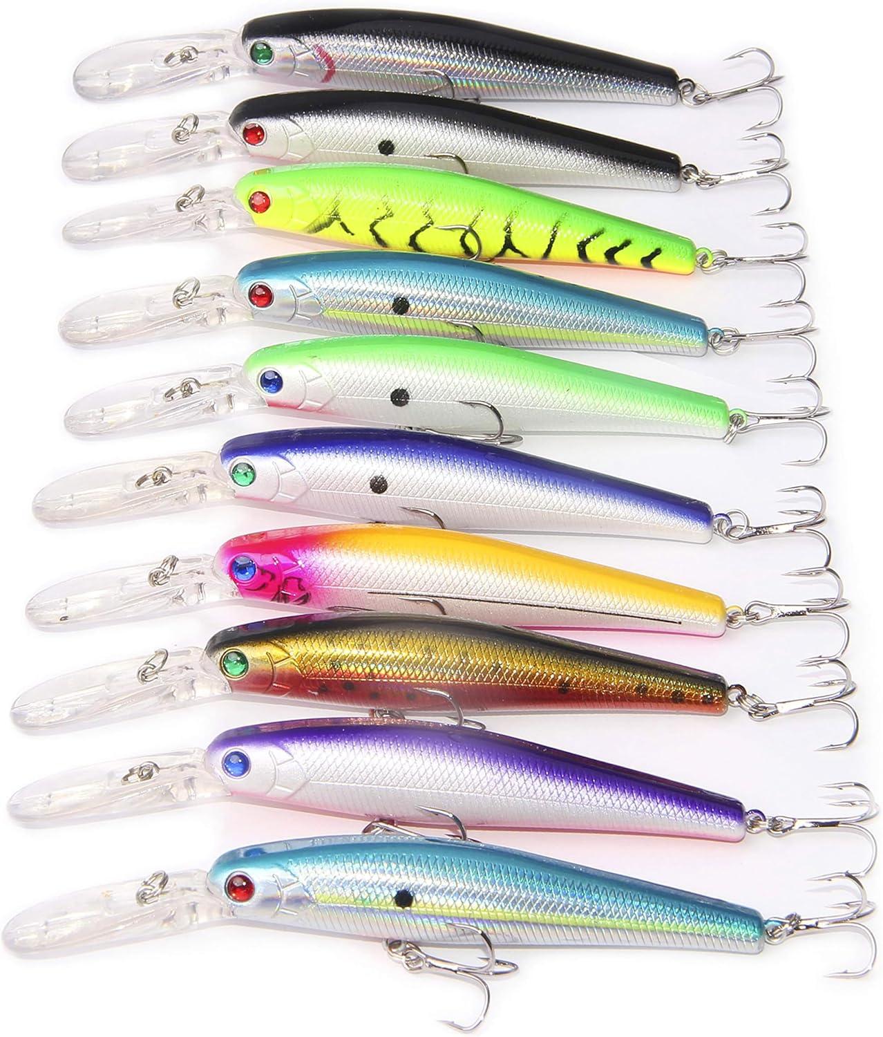 imageMinnow Fishing Lures Hard Baits 10pcs Lifelike Swimbaits for Bass Fishing Diving Jerkbait Sinking Lures with Treble Hooks for Walleye Trout Catfish Redfish Pike Saltwater Freshwater