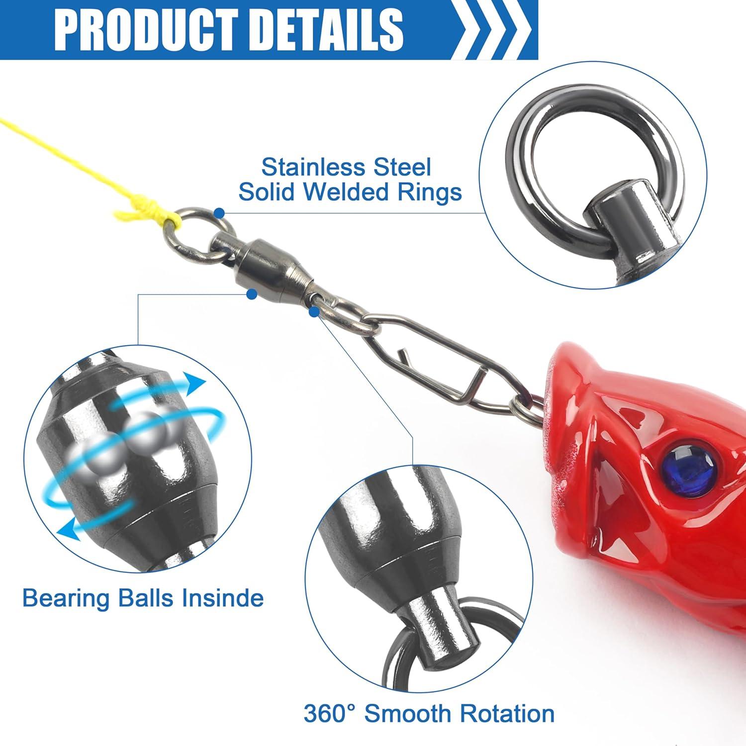 imageOROOTL Ball Bearing Swivels Connector 30pcs Fishing Swivels Stainless Steel Solid Welded Rings Heavy Duty Snap Swivels Fishing Tackle for Freshwater Saltwater 095230lb30pcs