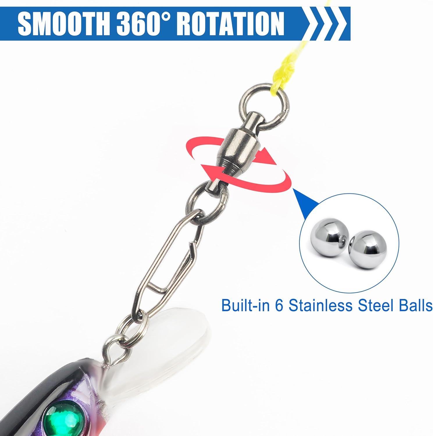 imageOROOTL Ball Bearing Swivels Connector 30pcs Fishing Swivels Stainless Steel Solid Welded Rings Heavy Duty Snap Swivels Fishing Tackle for Freshwater Saltwater 096260lb30pcs