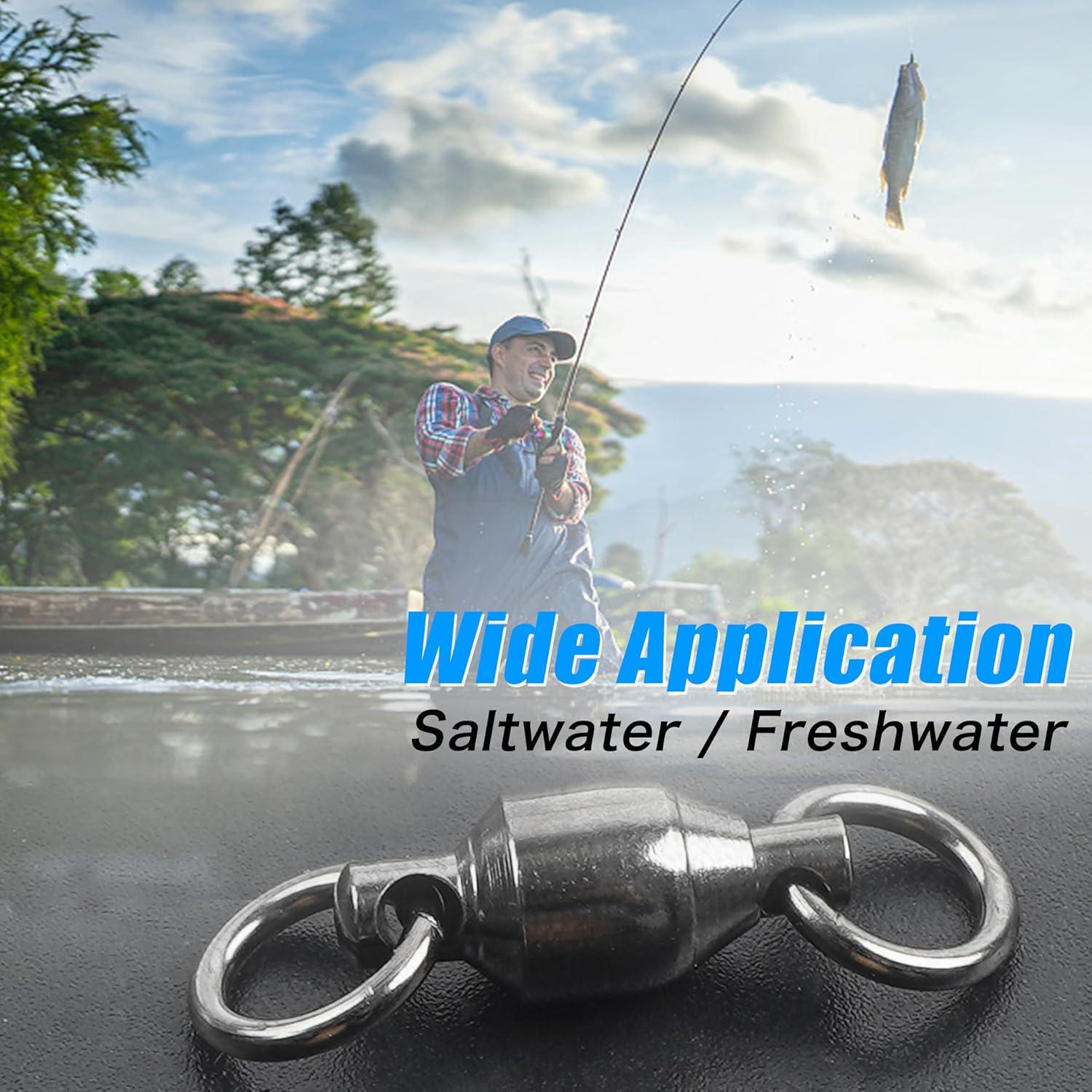 imageOROOTL Ball Bearing Swivels Connector 30pcs Fishing Swivels Stainless Steel Solid Welded Rings Heavy Duty Snap Swivels Fishing Tackle for Freshwater Saltwater 096260lb30pcs