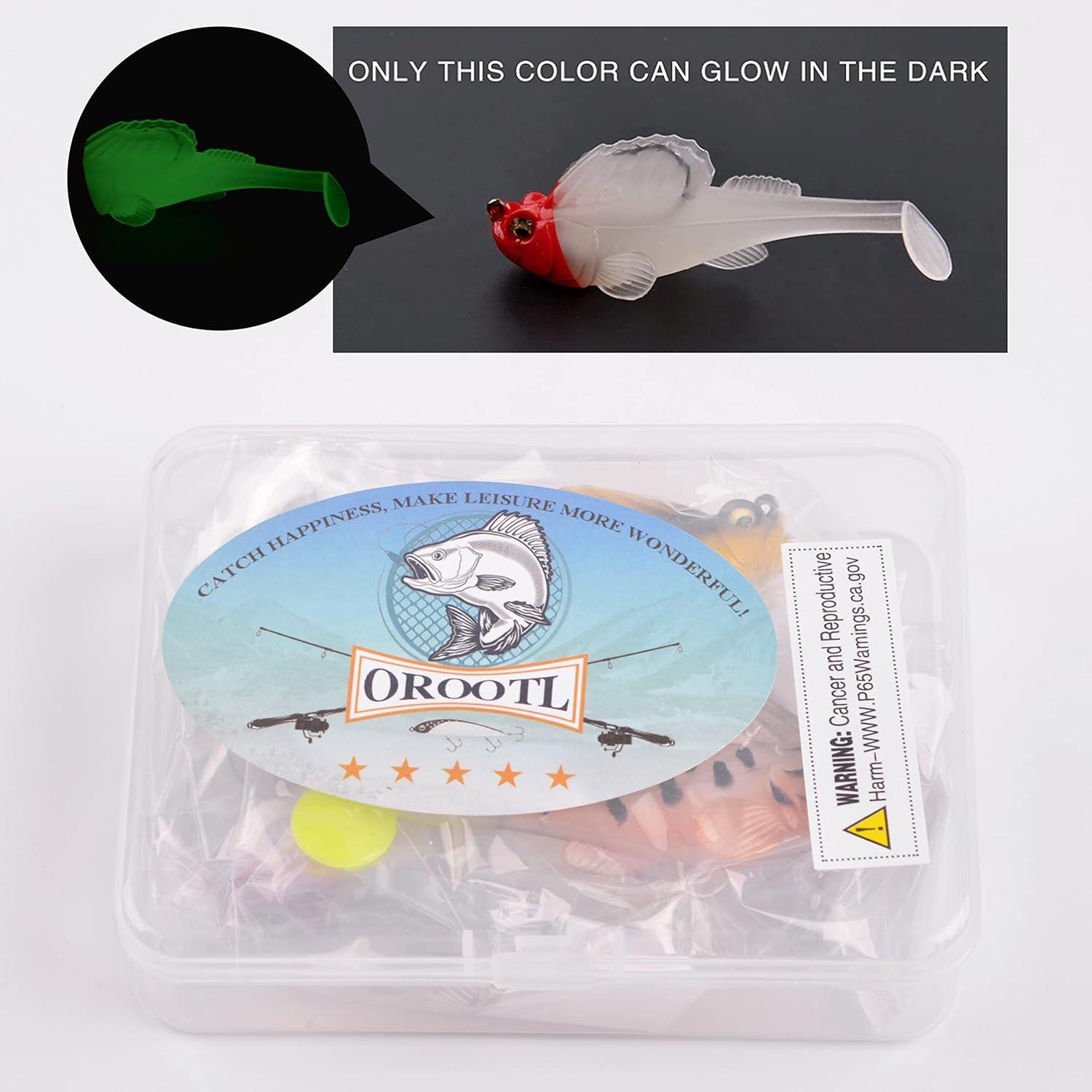 imageOROOTL Fishing Lures for Bass Trout Redfish Walleye Salmon Northern Pike PreRigged Weedless Soft Plastic Lures Paddle Tail Swimbaits 1 Count