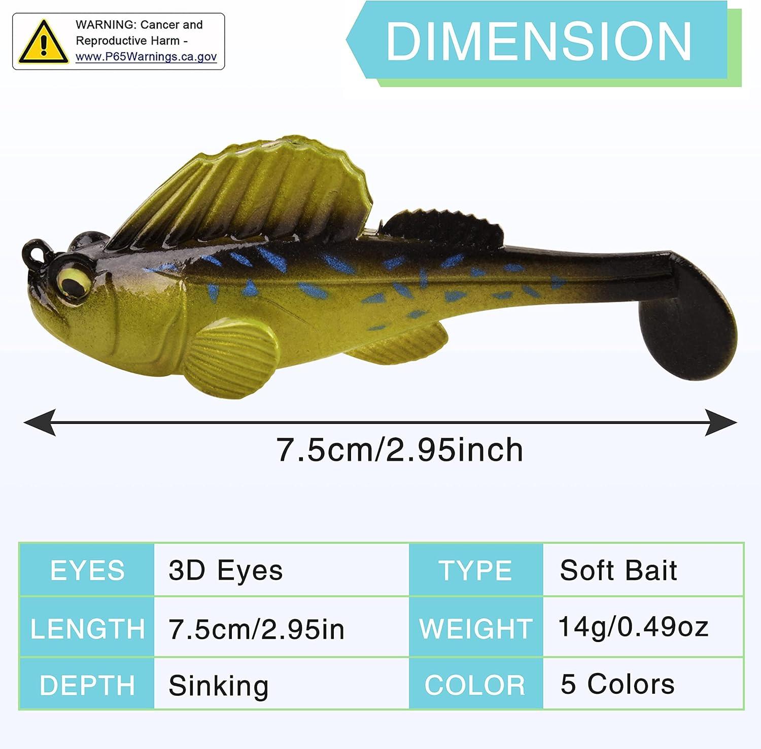 imageOROOTL Fishing Lures for Bass Trout Redfish Walleye Salmon Northern Pike PreRigged Weedless Soft Plastic Lures Paddle Tail Swimbaits 1 Count