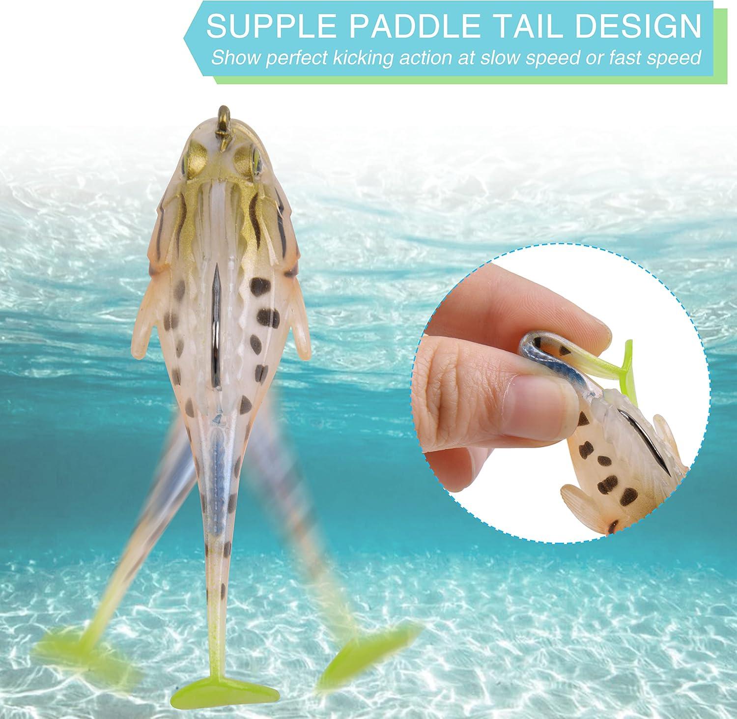 imageOROOTL Fishing Lures for Bass Trout Redfish Walleye Salmon Northern Pike PreRigged Weedless Soft Plastic Lures Paddle Tail Swimbaits 1 Count