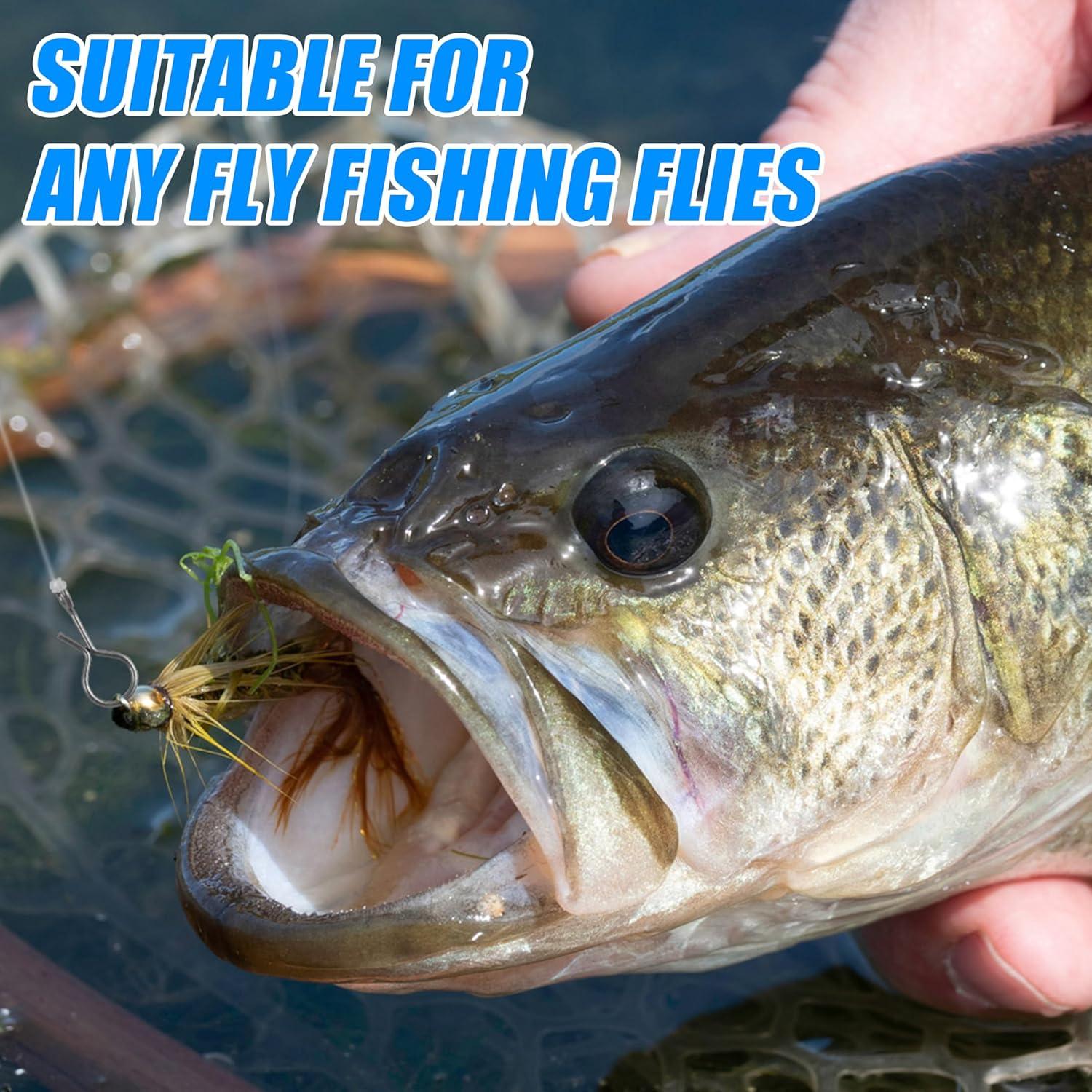 imageOROOTL Fly Fishing Snaps Hooks Kit 500pcs Fly Fishing Hooks Snap Clips Set Stainless Steel Fast Snaps Aberdeen Hooks Speed Clips Fly Fishing Accessories for Flies Jigs Lures