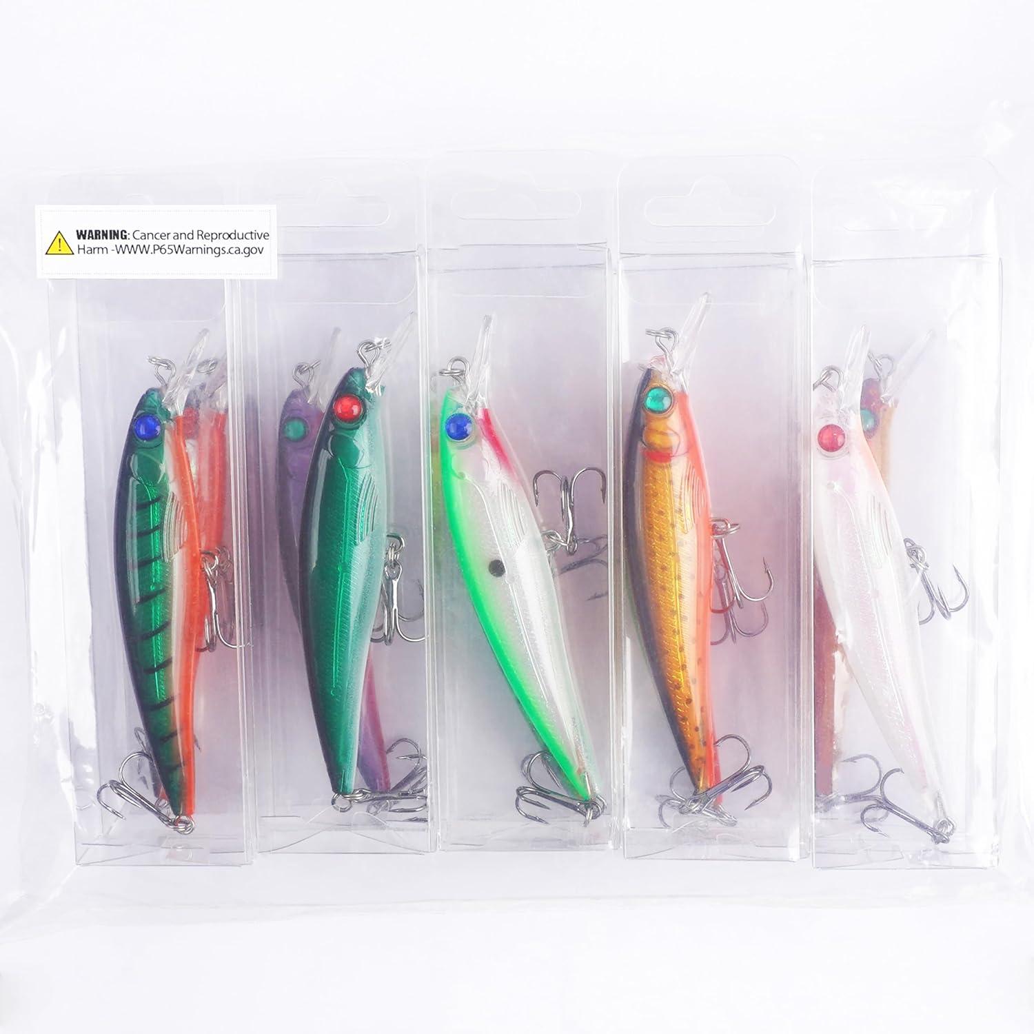 imageOROOTL Minnow Fishing Lures Jerkbaits Bass Lures Kit Lifelike Minnows Hard Floating Jerk Baits for Bass Trout Walleye Redfish Saltwater Freshwater FishingA444in046oz10pcs