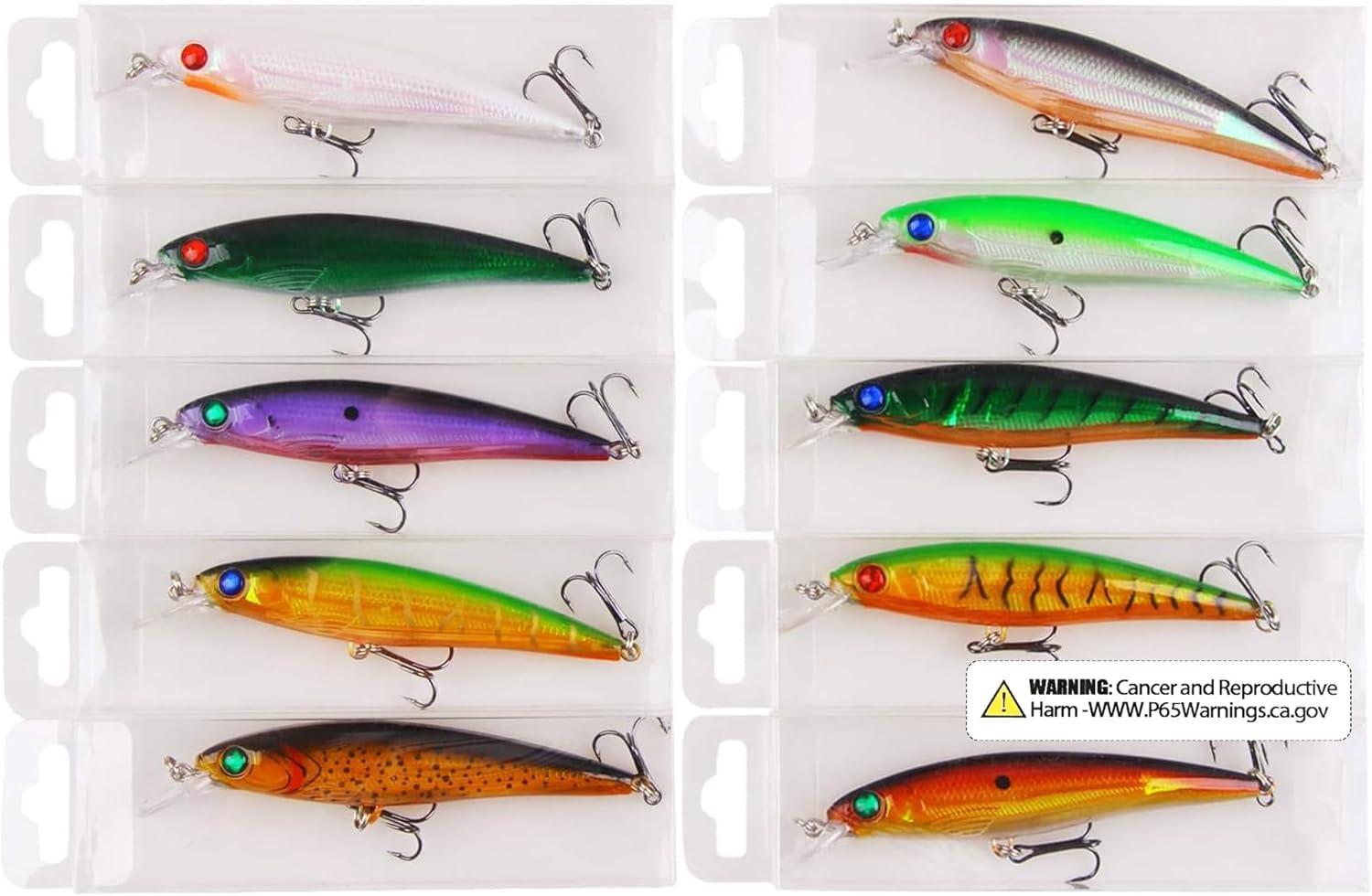 imageOROOTL Minnow Fishing Lures Jerkbaits Bass Lures Kit Lifelike Minnows Hard Floating Jerk Baits for Bass Trout Walleye Redfish Saltwater Freshwater FishingA444in046oz10pcs