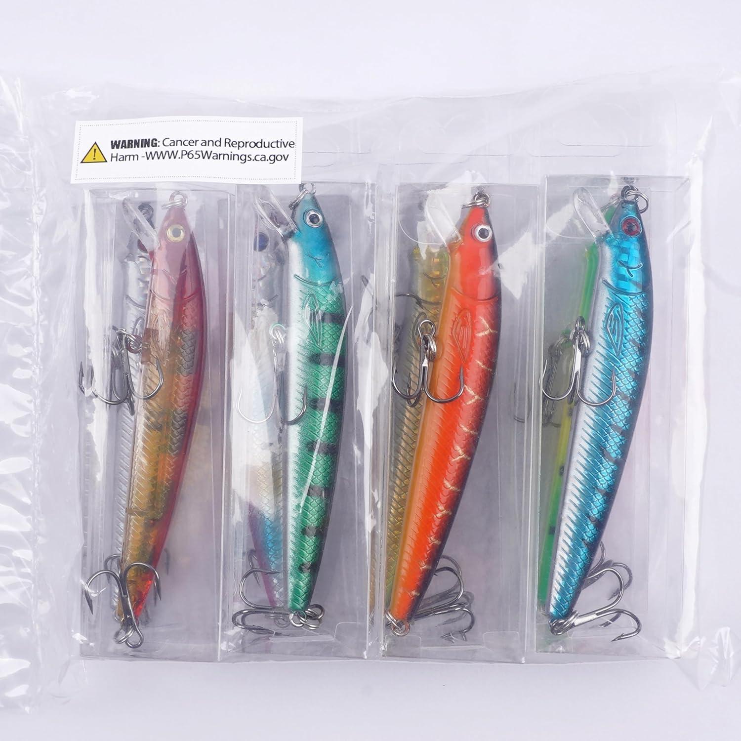 imageOROOTL Minnow Fishing Lures Jerkbaits Bass Lures Kit Lifelike Minnows Hard Floating Jerk Baits for Bass Trout Walleye Redfish Saltwater Freshwater FishingB39in027oz8pcs
