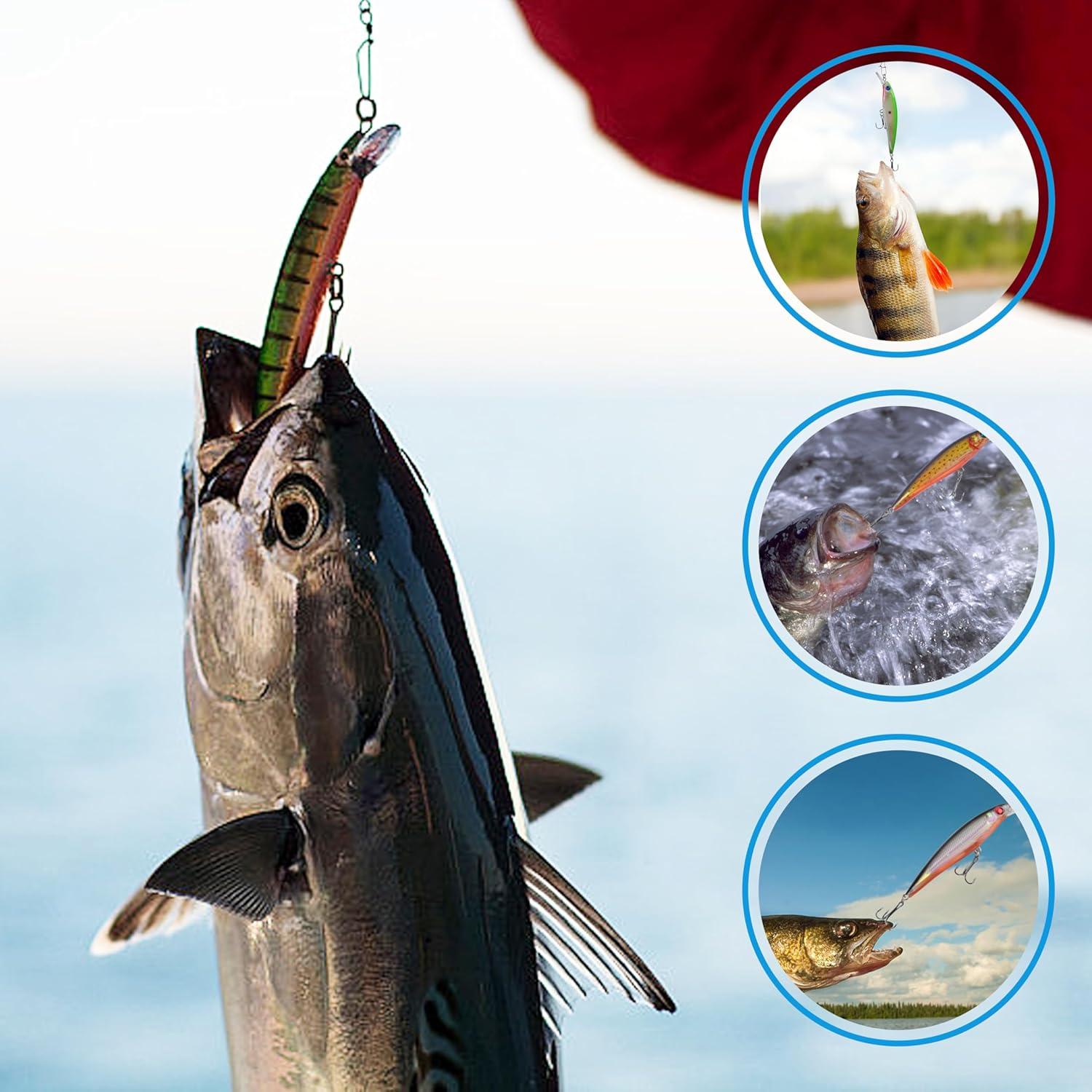 imageOROOTL Minnow Fishing Lures Jerkbaits Bass Lures Kit Lifelike Minnows Hard Floating Jerk Baits for Bass Trout Walleye Redfish Saltwater Freshwater FishingA444in046oz10pcs