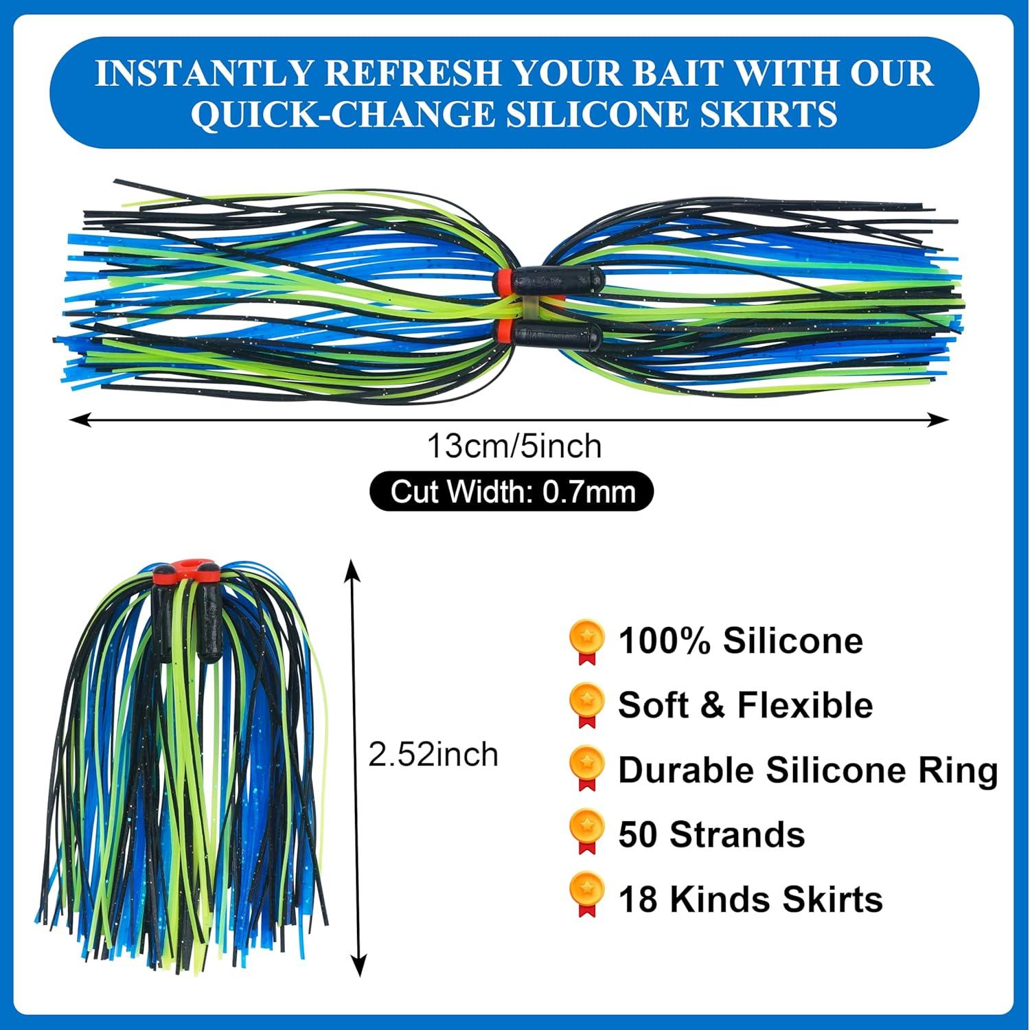 imageOROOTL Silicone Jig Skirts Spinnerbait Skirt Replacement Bass Fishing Lures for DIY Spinner Baits Buzzbaits Squid Jig AccessoriesDSkirts18pcs