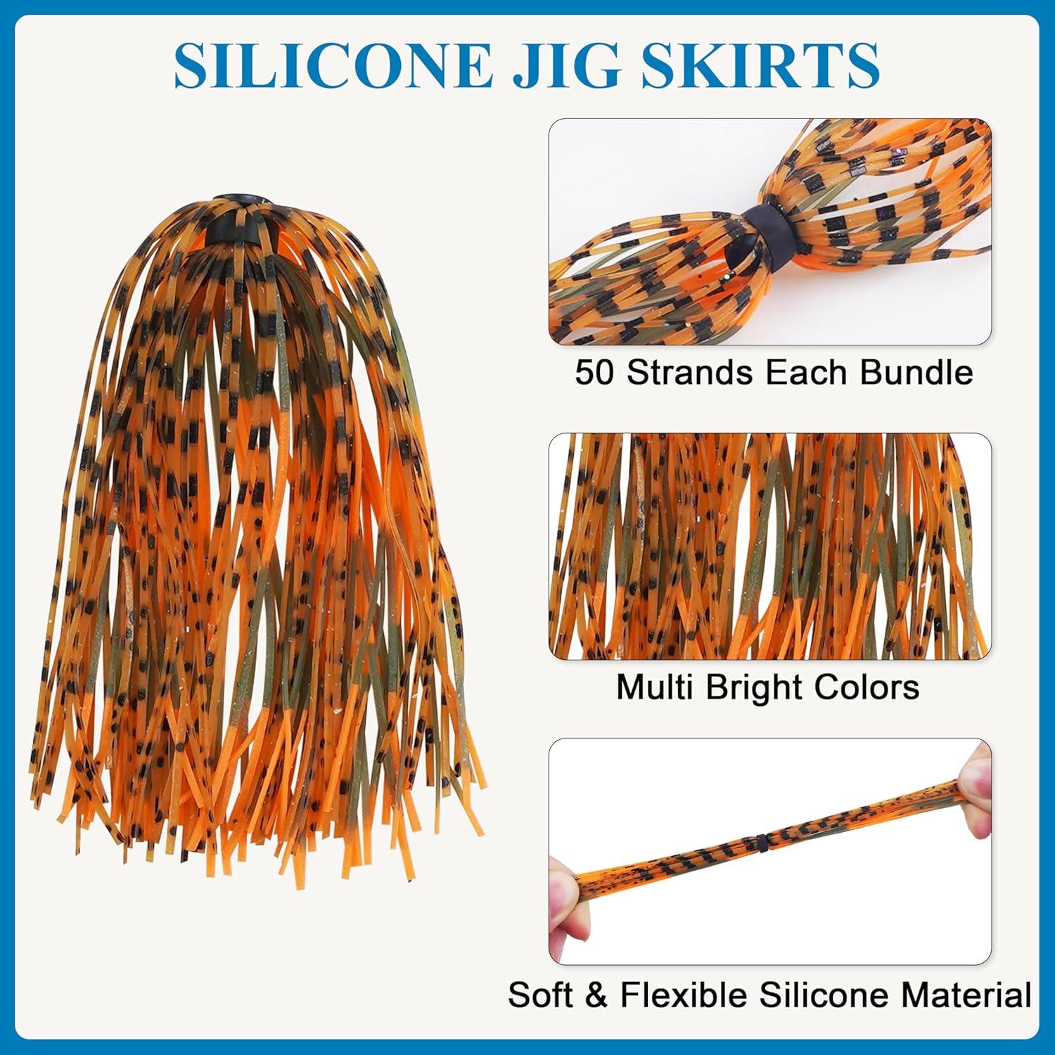 imageOROOTL Silicone Jig Skirts Spinnerbait Skirt Replacement Bass Fishing Lures for DIY Spinner Baits Buzzbaits Squid Jig AccessoriesDSkirts18pcs