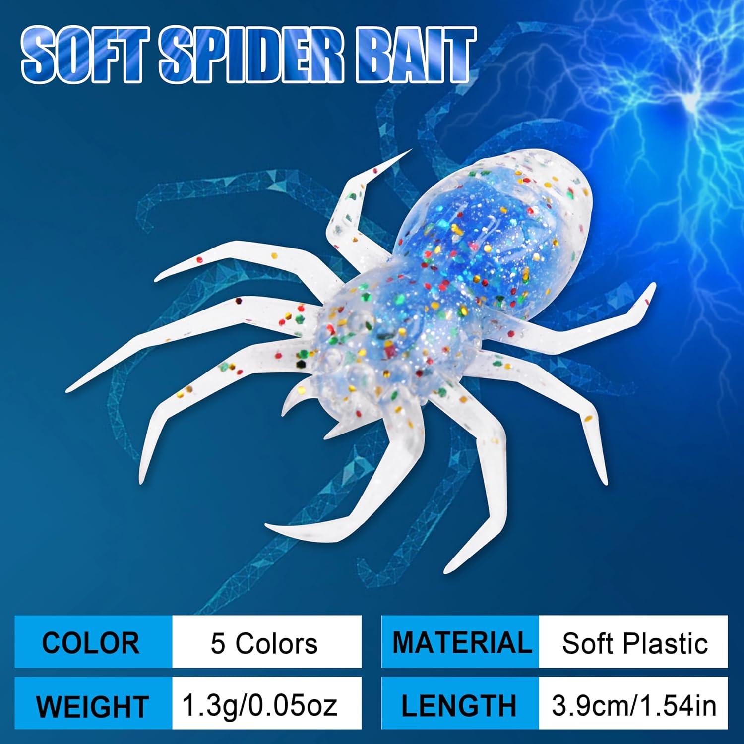 imageOROOTL Soft Fishing Lures Kit 35pcs Spider Fishing Lures Kit Soft Plastic Artificial Spider Baits Swimming Lures Small Soft Swimbaits for Bass Trout Crappie Redfish Freshwater Saltwater Fishing