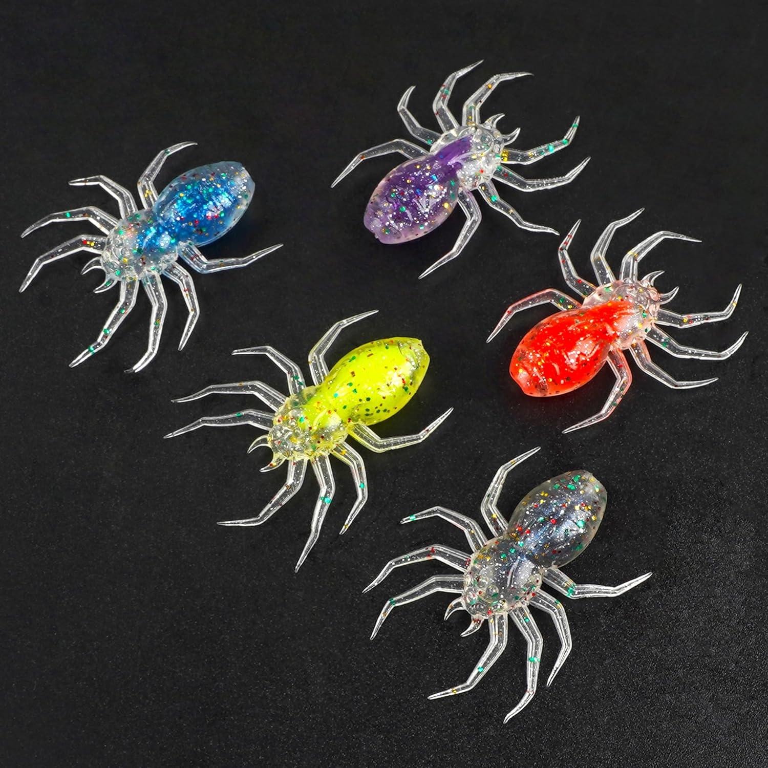imageOROOTL Soft Fishing Lures Kit 35pcs Spider Fishing Lures Kit Soft Plastic Artificial Spider Baits Swimming Lures Small Soft Swimbaits for Bass Trout Crappie Redfish Freshwater Saltwater Fishing