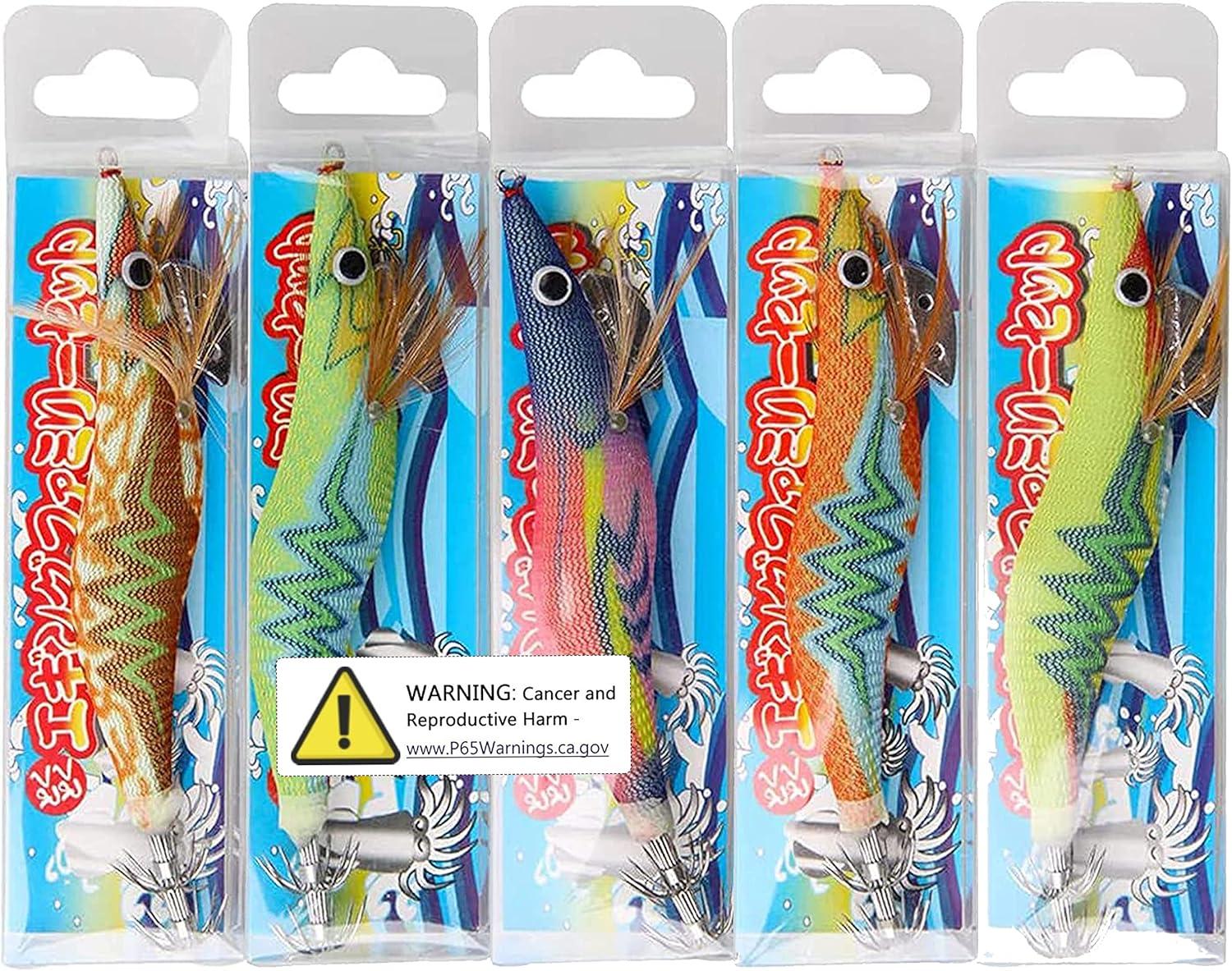 imageOROOTL Squid Jigs Saltwater Fishing Lures Glow in The Dark Saltwater Fishing Jigs Shrimp Lures Kit 25inch 3inch Squid Jig for Cuttlefish Octopus305pcs