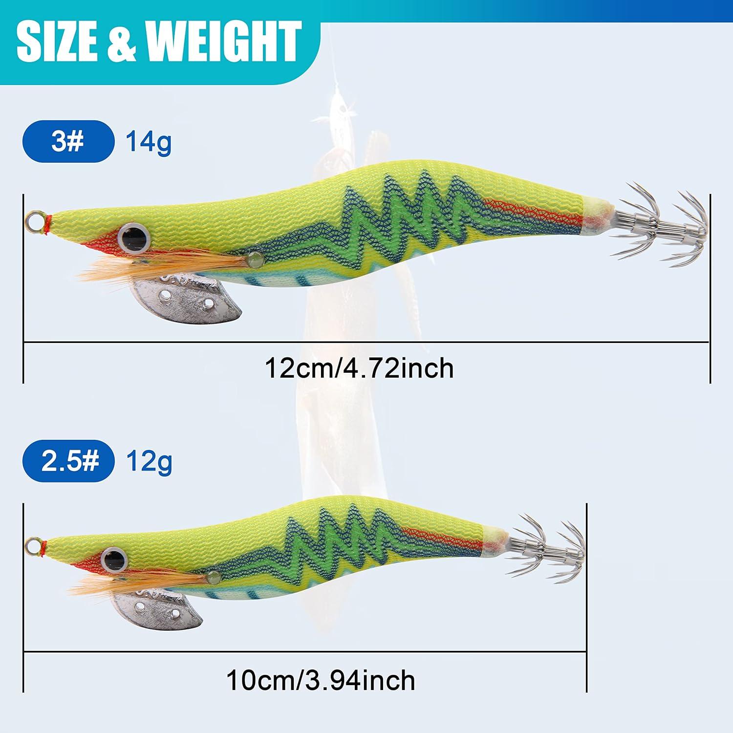 imageOROOTL Squid Jigs Saltwater Fishing Lures Glow in The Dark Saltwater Fishing Jigs Shrimp Lures Kit 25inch 3inch Squid Jig for Cuttlefish Octopus305pcs