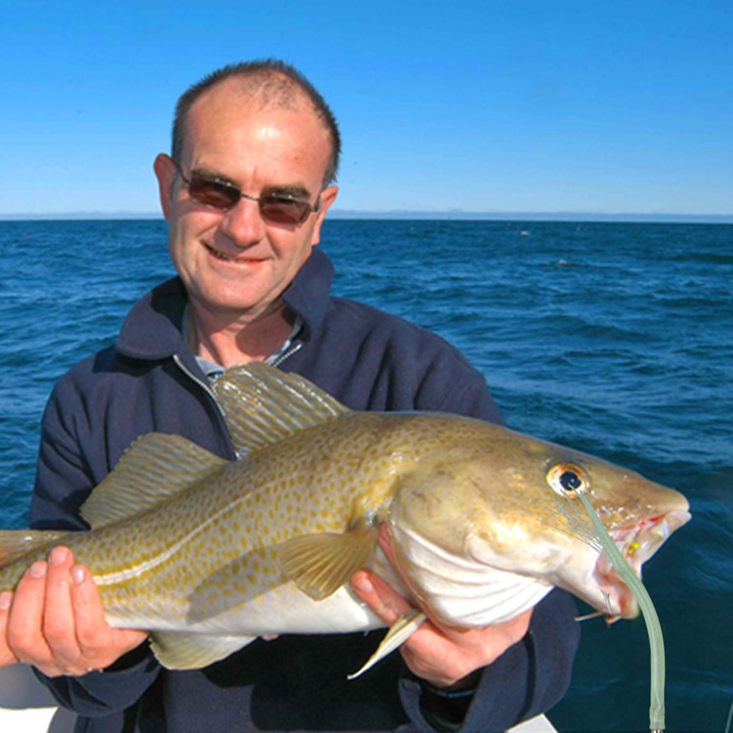 imageOROOTL Striped Bass Tube Lures 10pcs Classic Striped Bass Lures Saltwater Fishing Trolling Lure Rig Glow Tube Teaser with Stainless Steel Hook Barrel Swivel for Offshore Big Game FishingGreenGlow