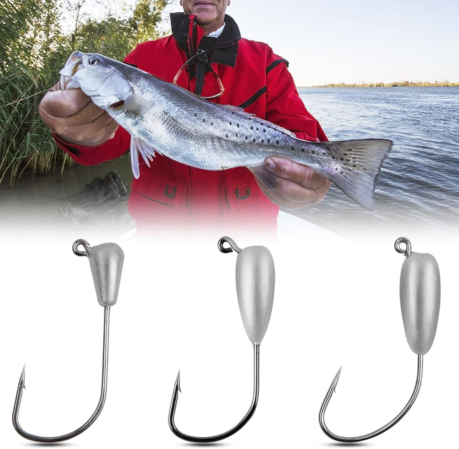 imageOROOTL Tube Jigs Heads for Bass Fishing 12pcs Tube Bait Hooks Swimbait Jig Head 38oz 14oz 18 oz Unpainted Teardrop Jig Heads for Crappie Bass Panfish Trout Freshwater Saltwater FishingMixed Size12pcs