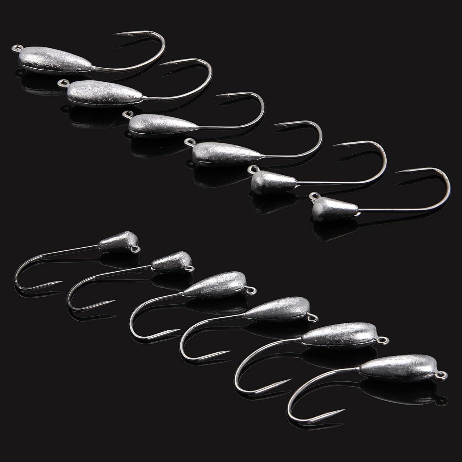 imageOROOTL Tube Jigs Heads for Bass Fishing 12pcs Tube Bait Hooks Swimbait Jig Head 38oz 14oz 18 oz Unpainted Teardrop Jig Heads for Crappie Bass Panfish Trout Freshwater Saltwater FishingMixed Size12pcs