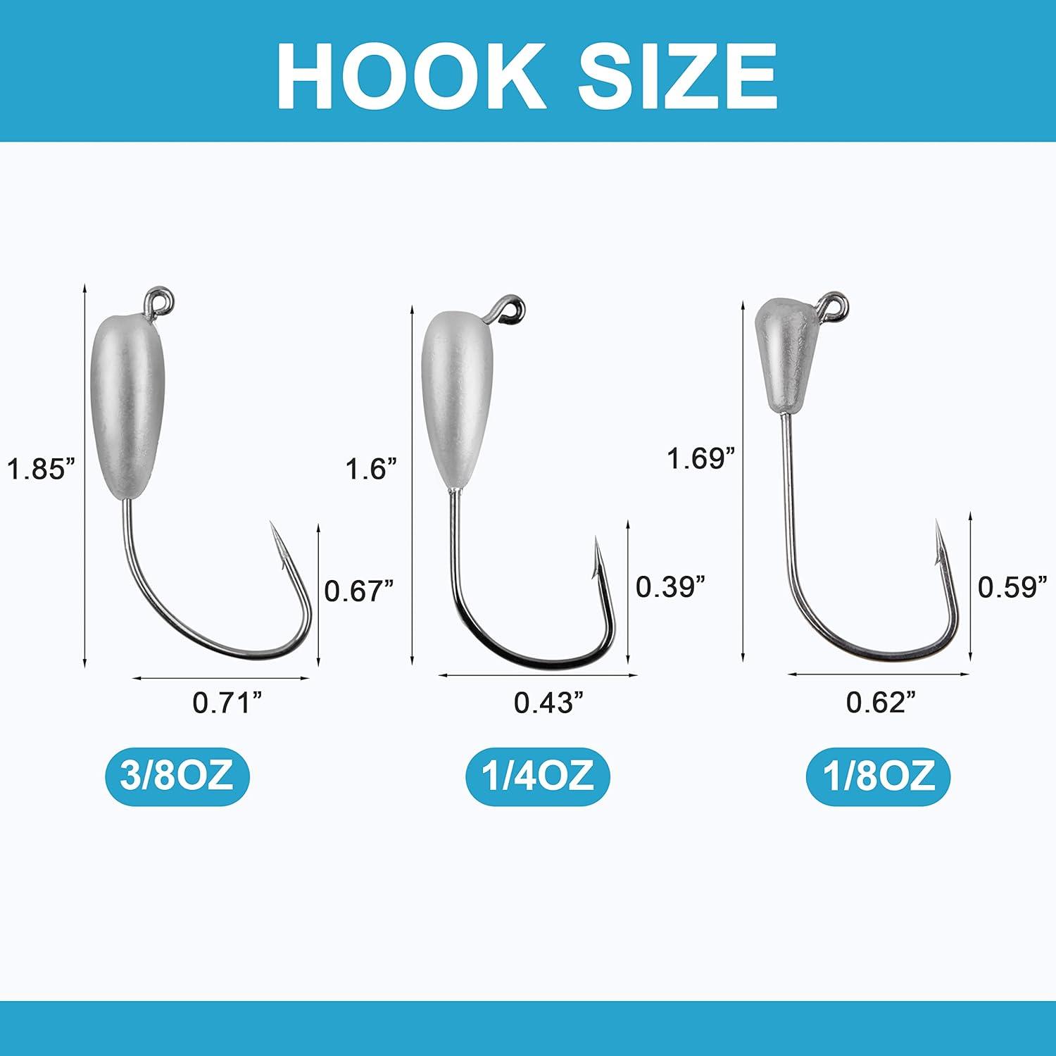 imageOROOTL Tube Jigs Heads for Bass Fishing 12pcs Tube Bait Hooks Swimbait Jig Head 38oz 14oz 18 oz Unpainted Teardrop Jig Heads for Crappie Bass Panfish Trout Freshwater Saltwater FishingMixed Size12pcs