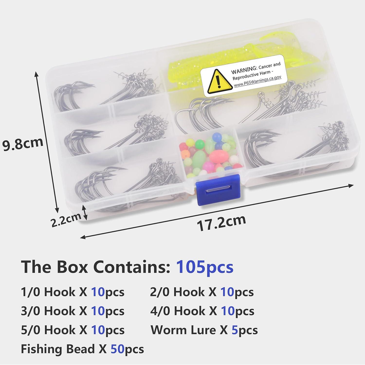 imageOROOTL Twist Lock Fishing Hooks Soft Lures Kit 105PcsBox Twistlock Hooks with Centering Pin Unweighted Swimbait Hooks for Soft Plastics Worm Hooks Kit for Bass Saltwater Freshwater