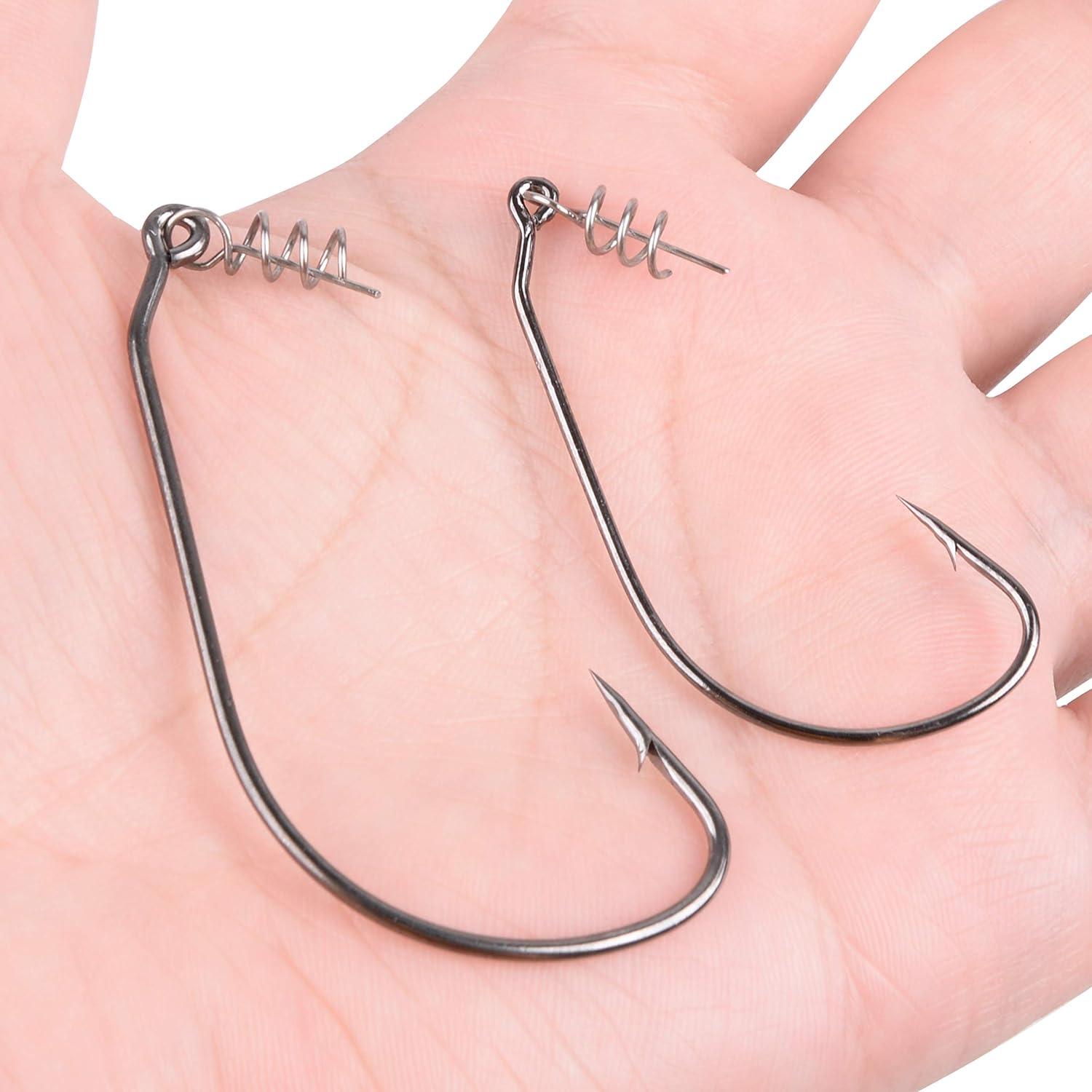 imageOROOTL Twist Lock Fishing Hooks Soft Lures Kit 105PcsBox Twistlock Hooks with Centering Pin Unweighted Swimbait Hooks for Soft Plastics Worm Hooks Kit for Bass Saltwater Freshwater